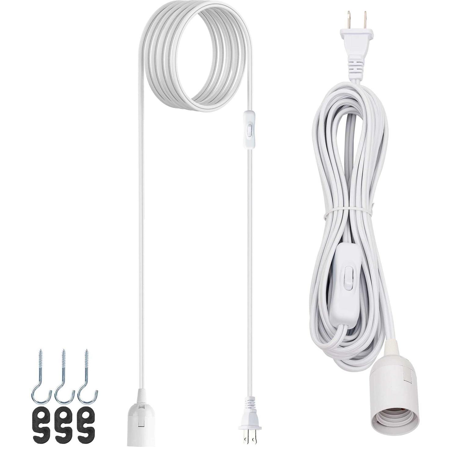 Jackyled Extension Hanging Lantern Cord Cable UL 360w with E26 E27 Socket On/Off Button Pendant Lighting