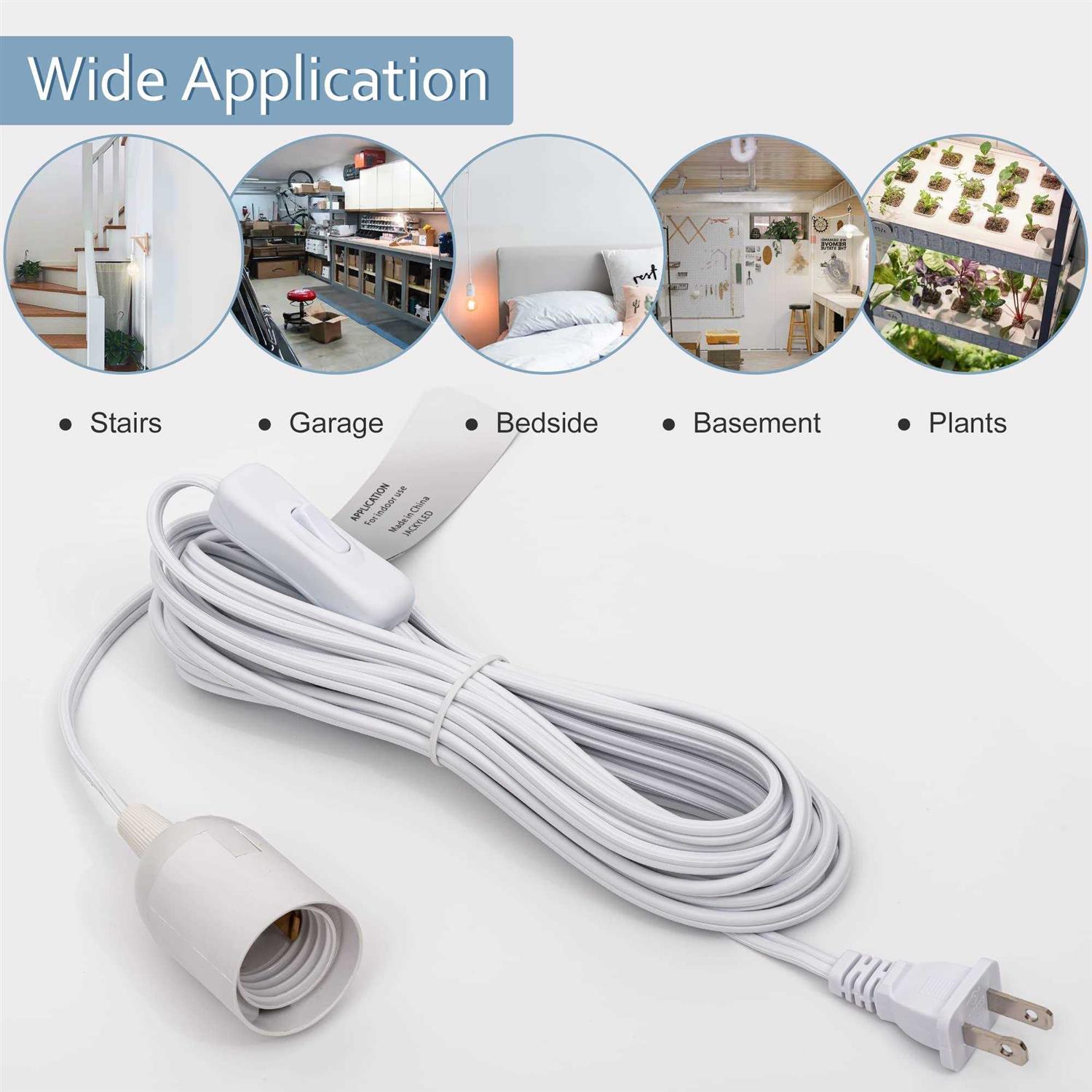 Jackyled Extension Hanging Lantern Cord Cable UL 360w with E26 E27 Socket On/Off Button Pendant Lighting - Image 4