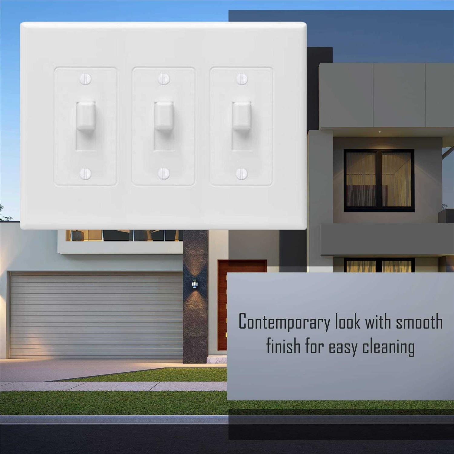 Taymac 2673W 3-Gang Masque Revive Decorator Cover Toggle White - Image 3