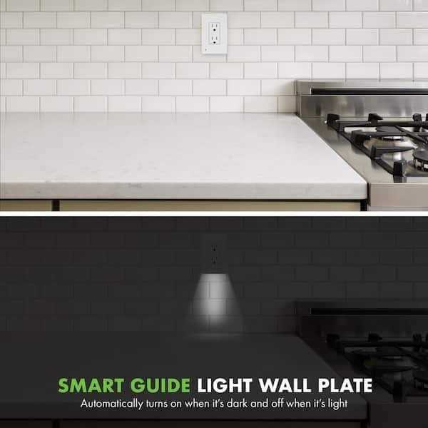 TOPGREENER 1-Gang Decorator/Rocker Outlet Plastic Screwless Midsize Wall Plate with Nightlight - Image 4