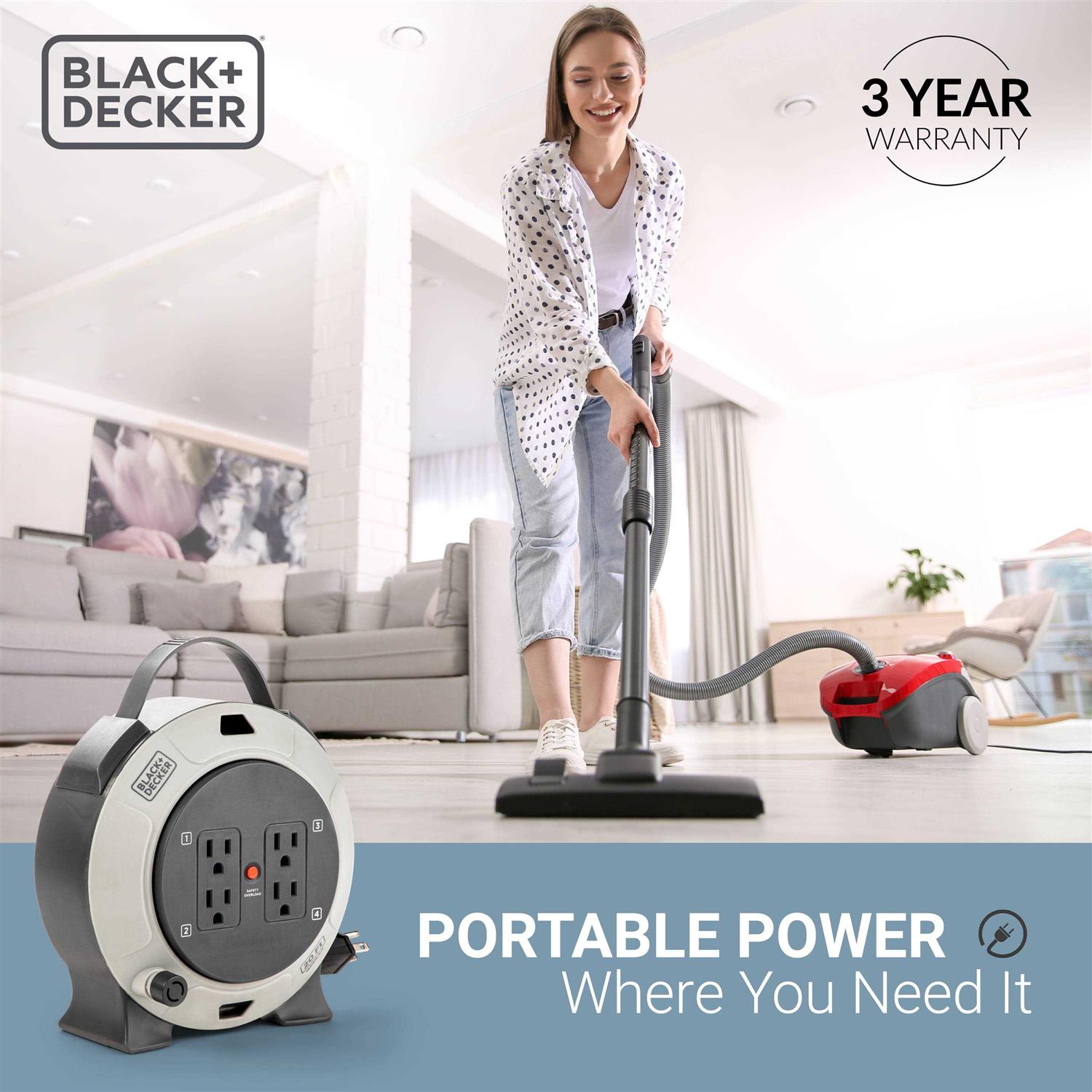 BLACK+DECKER Retractable Extension Cord Reel with 4 Outlets - Image 5