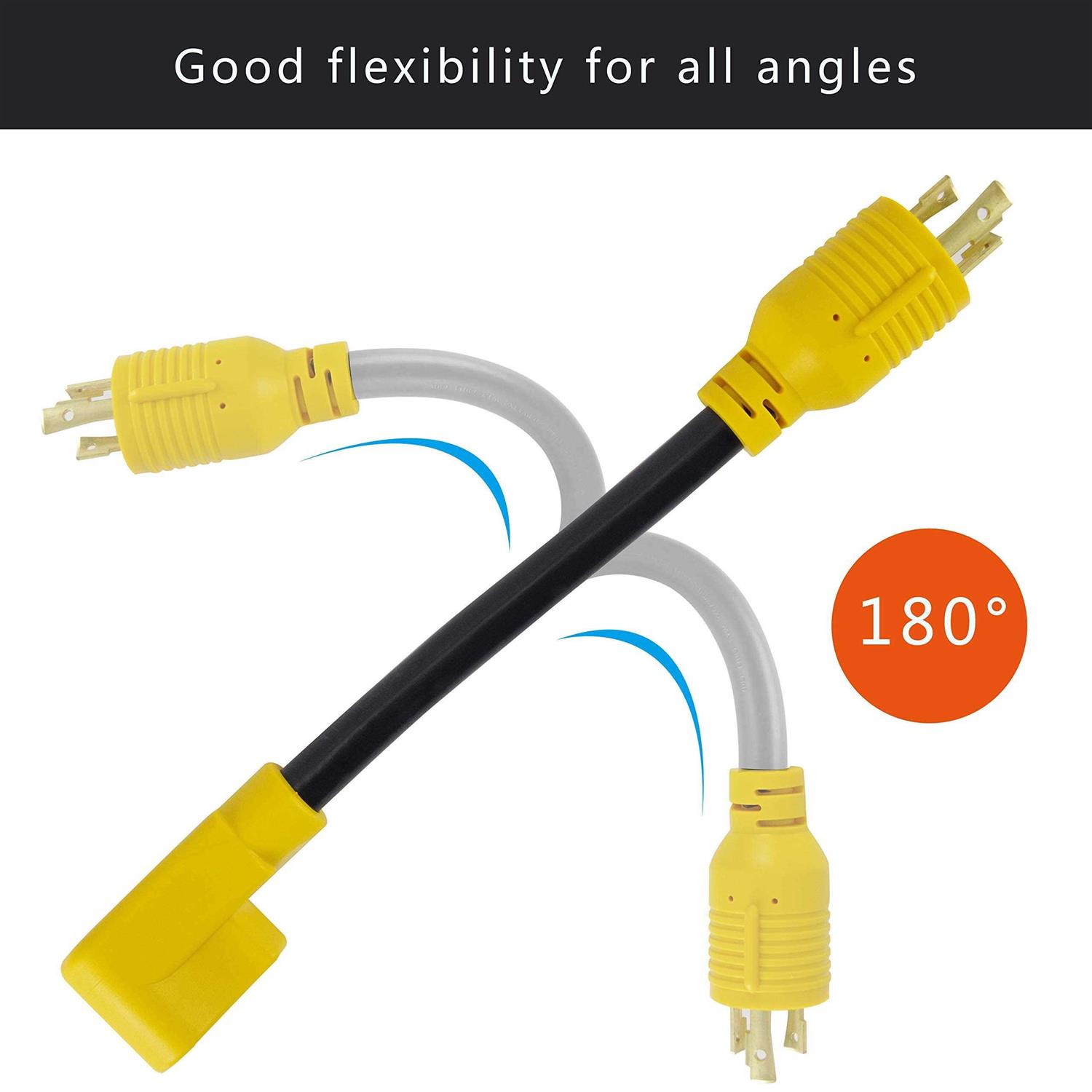 3 Prong RV Generator Adapter Cord,Nema L5-30P to Tt-30R,30 Amp 125V - Image 3