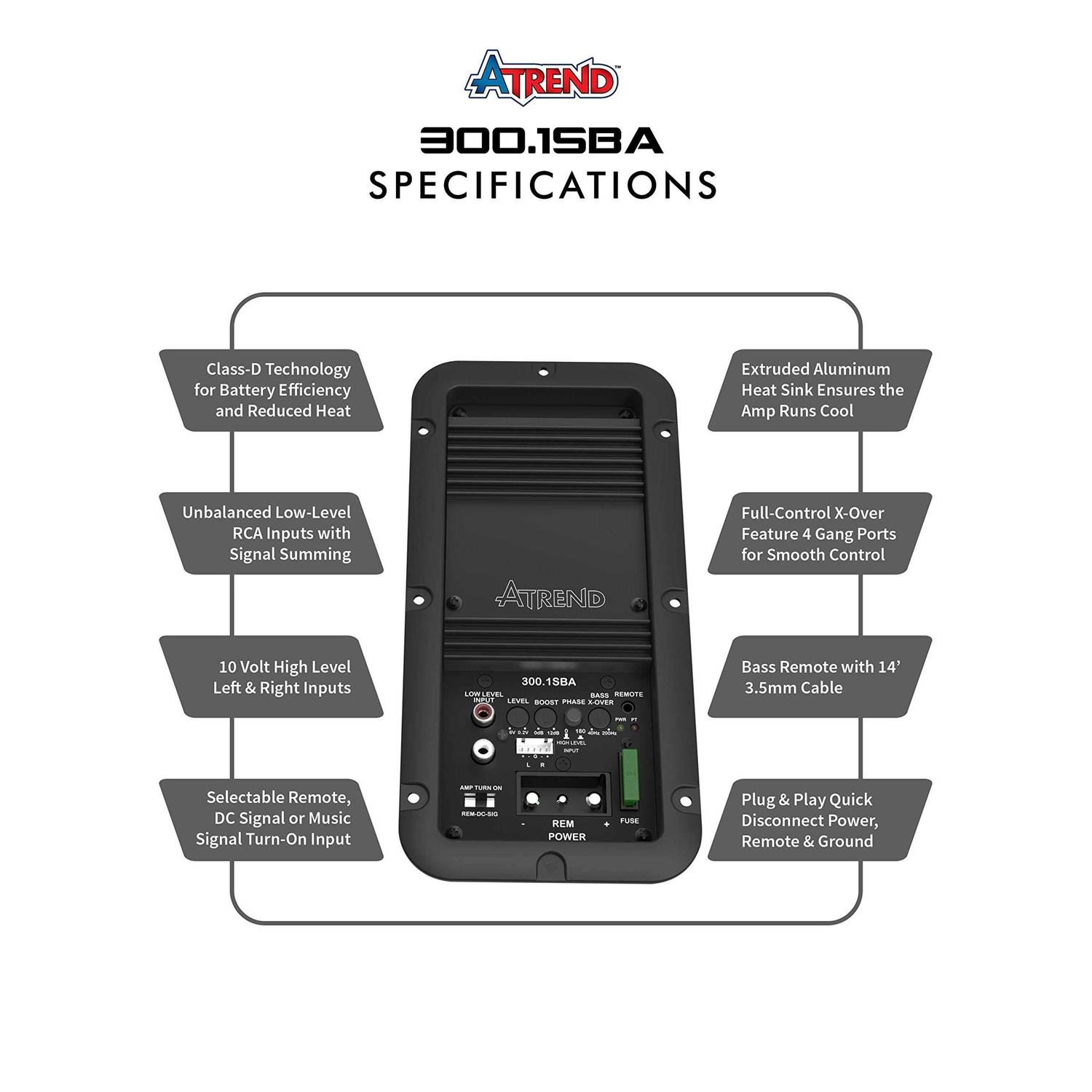 Atrend 300.1SBA 336-Watt Sealed Box Monoblock Class D Amp - Image 5