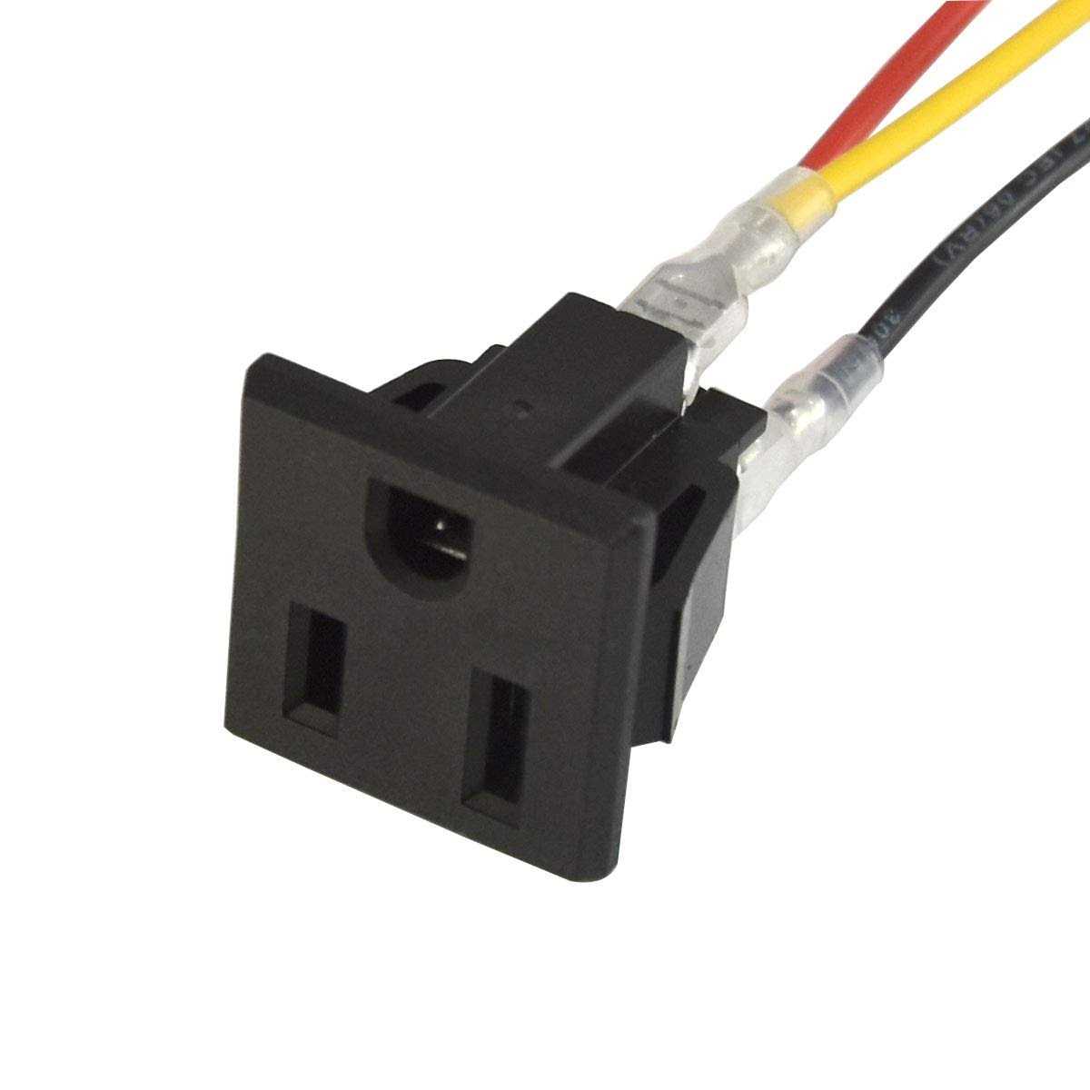 AC 125v US Outlet Panel Mount Power Rewiring Socket Black - Image 3
