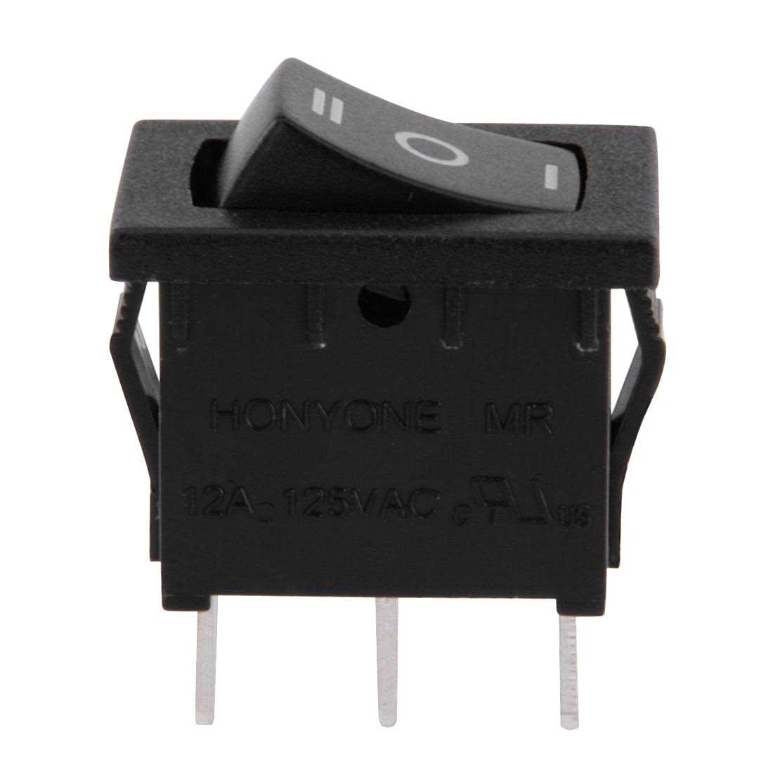 uxcell Ac 125v/12a 250v/10a Spdt 3P 3 Position On-Off-On Rocker Switch Black - Image 4