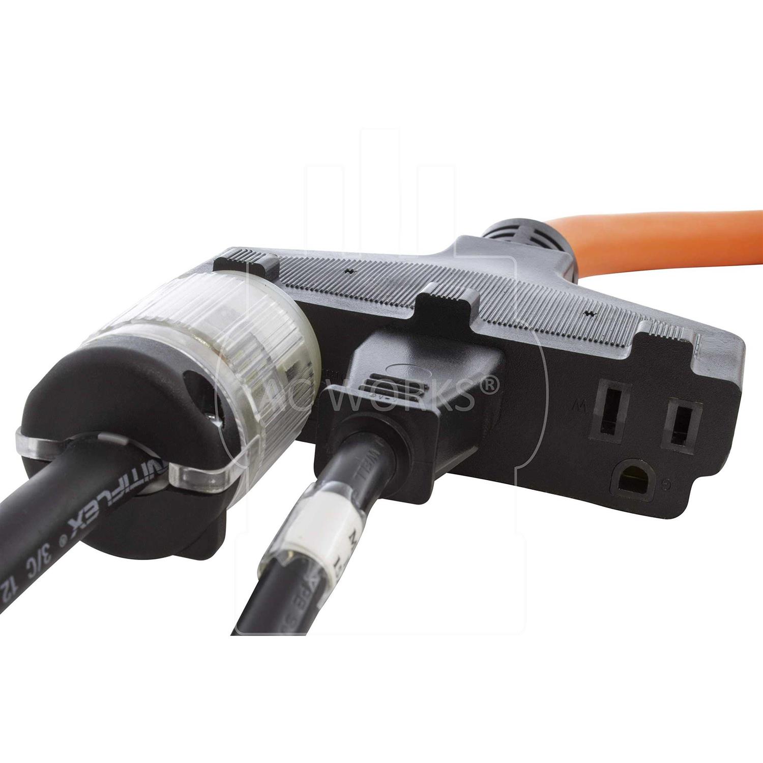 AC WORKS 10/3 TT-30P RV/Generator 30Amp Plug to Tri-Outlets 5-15R Adapter - Image 5