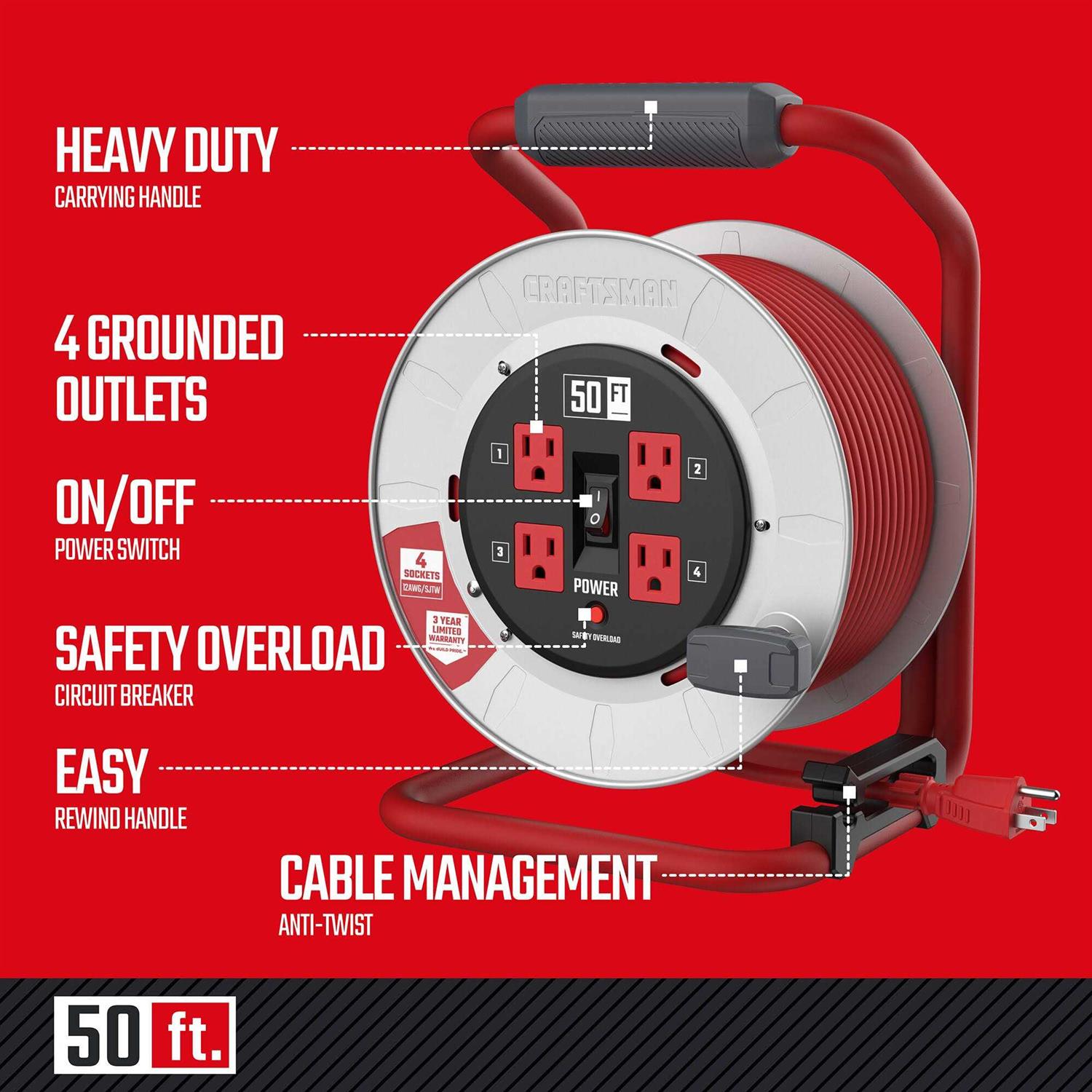 Craftsman Contractor Grade Retractable Extension Cord 100 Ft - Image 5