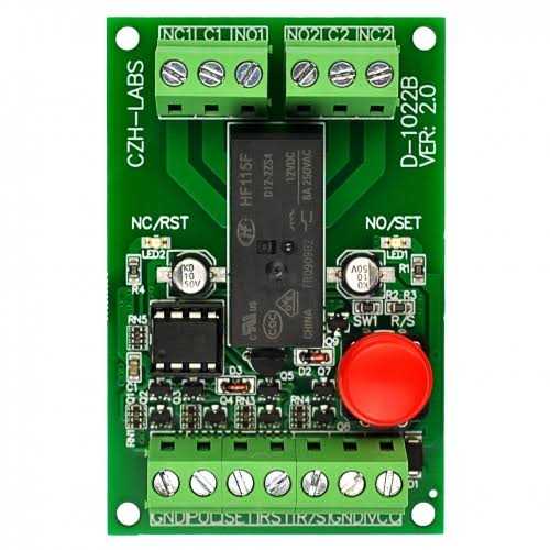 Electronics-Salon Panel Mount Momentary-Switch/Pulse-Signal Control Latching DPDT Relay Module,12V