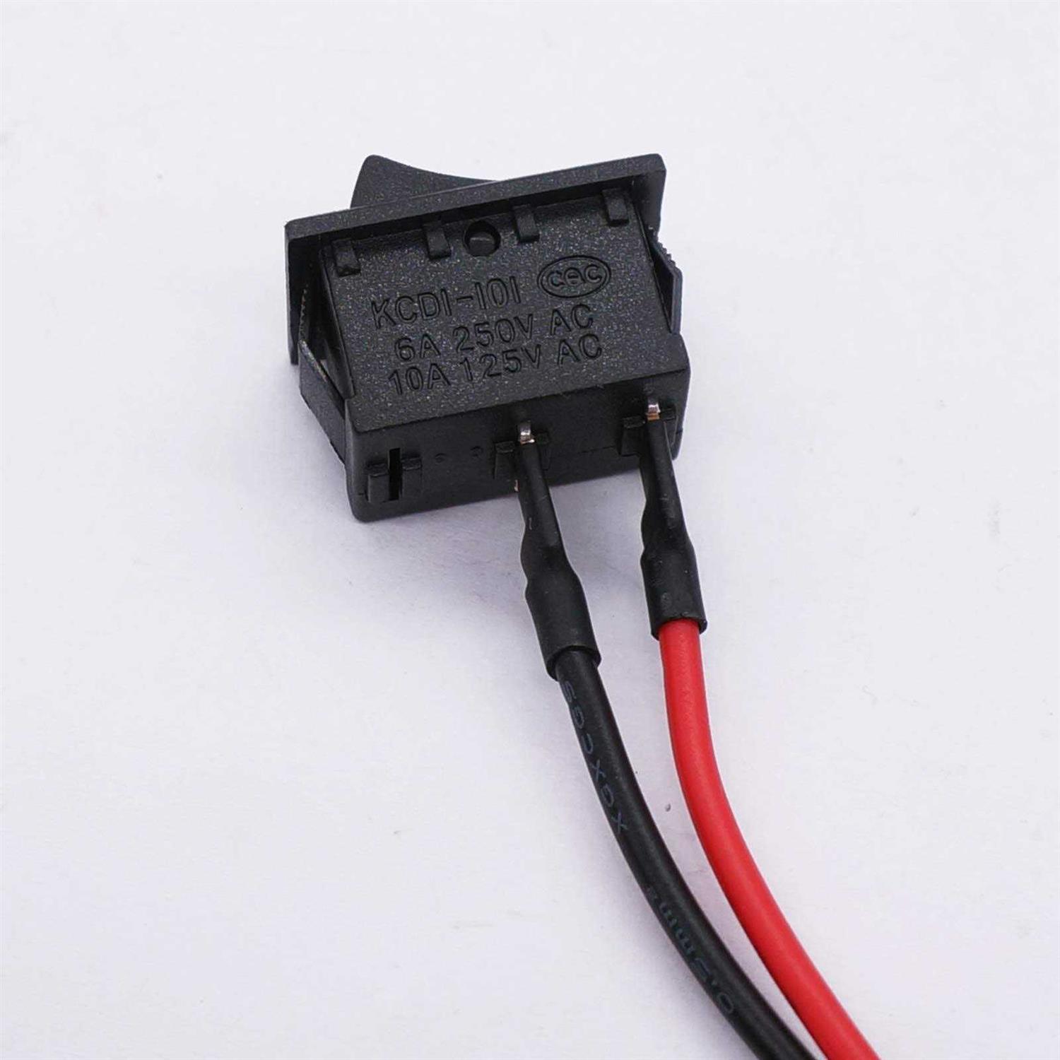 TWTADE 10Pcs Rocker Switch ON/Off 2Pin Latching Square Toggle SPST Switch Snap with Wires KCD1-X-F - Image 5