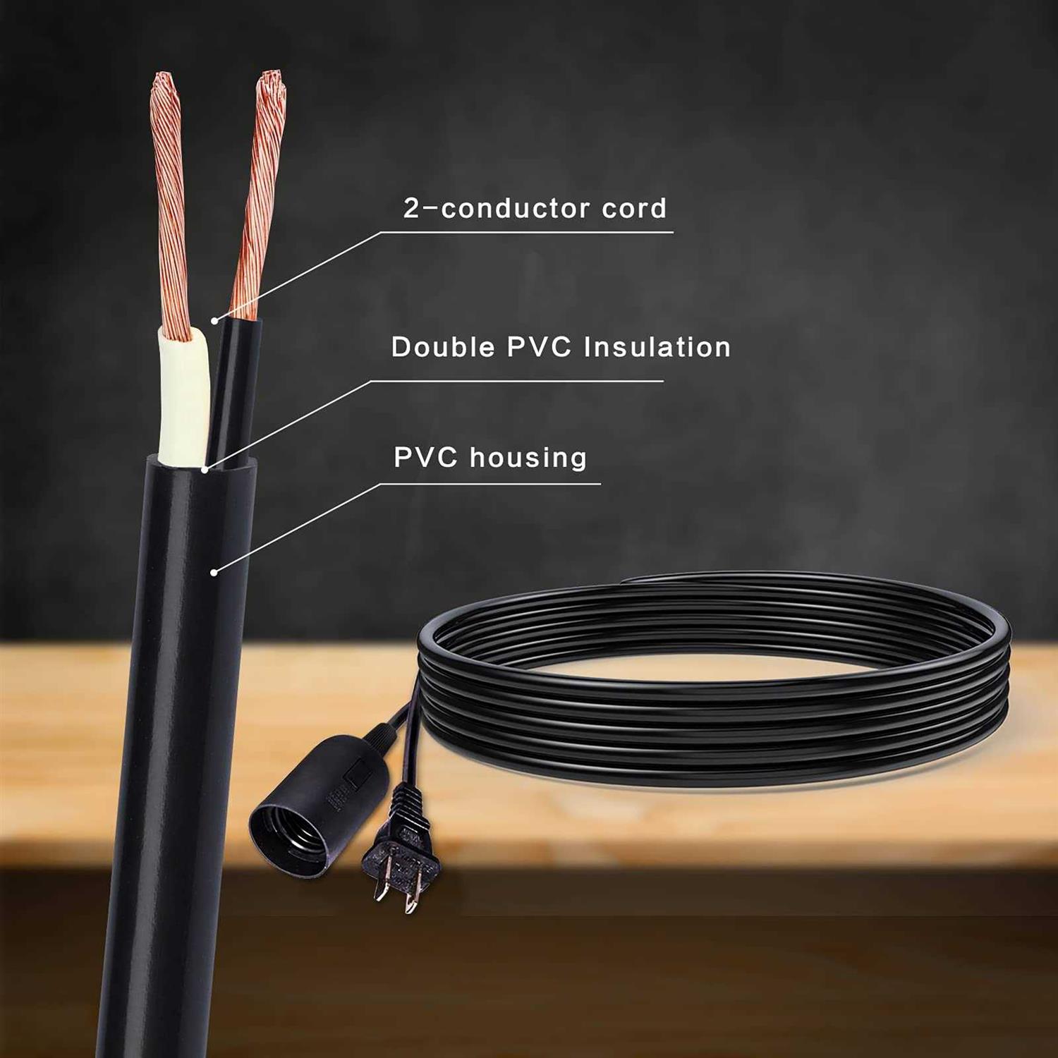 AryaLight 15 ft Hanging Lantern Cord Off Switch E26 E27 Socket Plug-in Pendant Light - Image 5