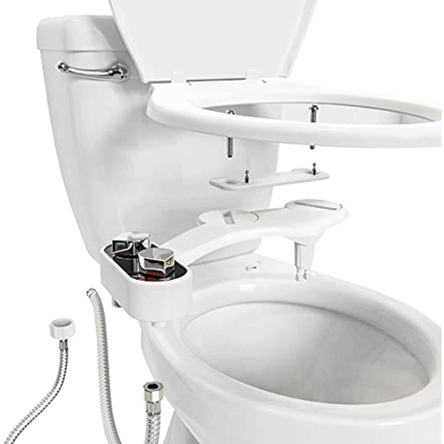 Clear Rear Bidet Attachment for Toilet - Get a Splash of Freshness w/Our Self-Cleaning Bidet - Dual Nozzle Toilet Bidet Attachment w/Adjustable