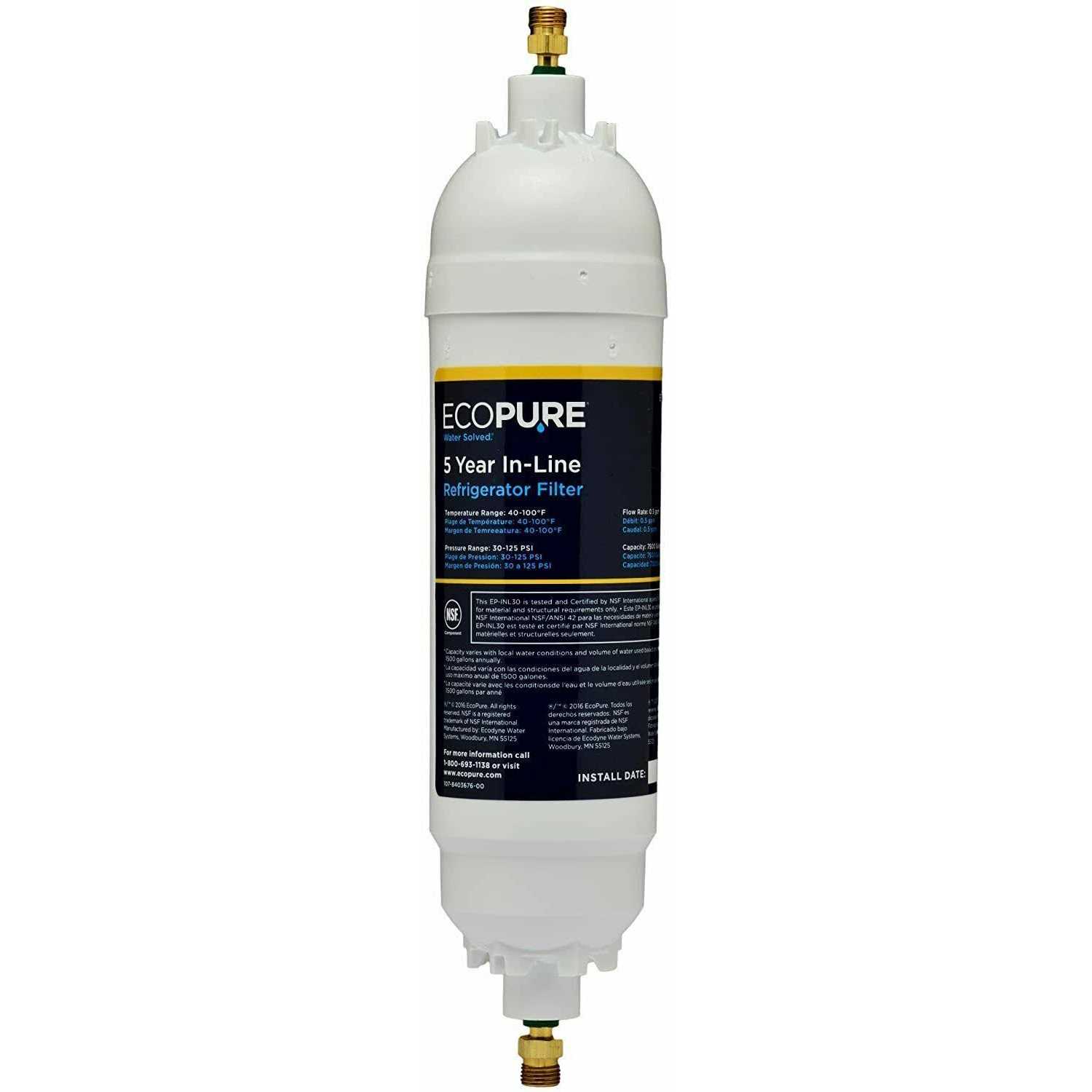 Ecopure 5-Year In-Line Refrigerator Filter