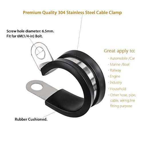 LOKMAN 20 Pack Stainless Steel Cable Clamp, Rubber Cushioned Insulated Clamp, Metal Clamp, Tube Holder for Tube, Pipe or Wire Cord - Image 3