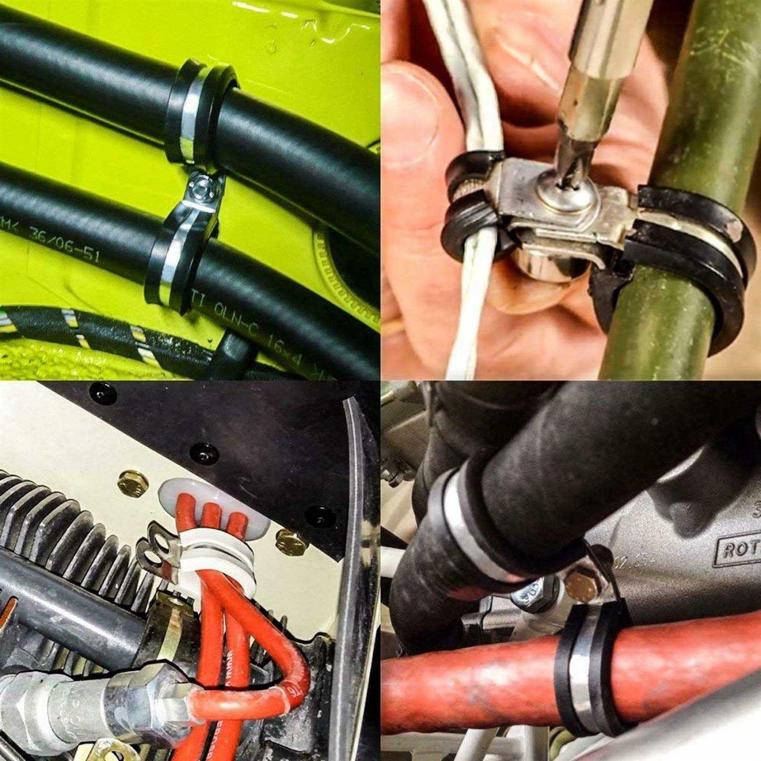 LOKMAN 20 Pack Stainless Steel Cable Clamp, Rubber Cushioned Insulated Clamp, Metal Clamp, Tube Holder for Tube, Pipe or Wire Cord - Image 3