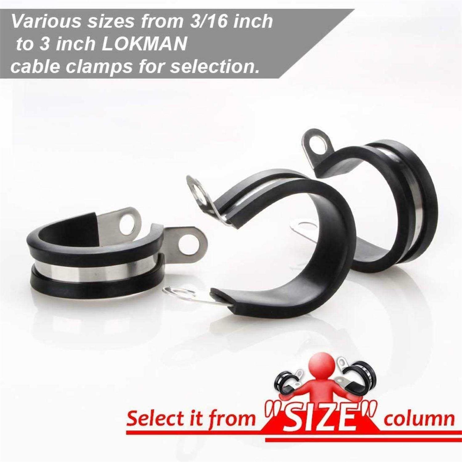 LOKMAN 20 Pack Stainless Steel Cable Clamp, Rubber Cushioned Insulated Clamp, Metal Clamp, Tube Holder for Tube, Pipe or Wire Cord - Image 5