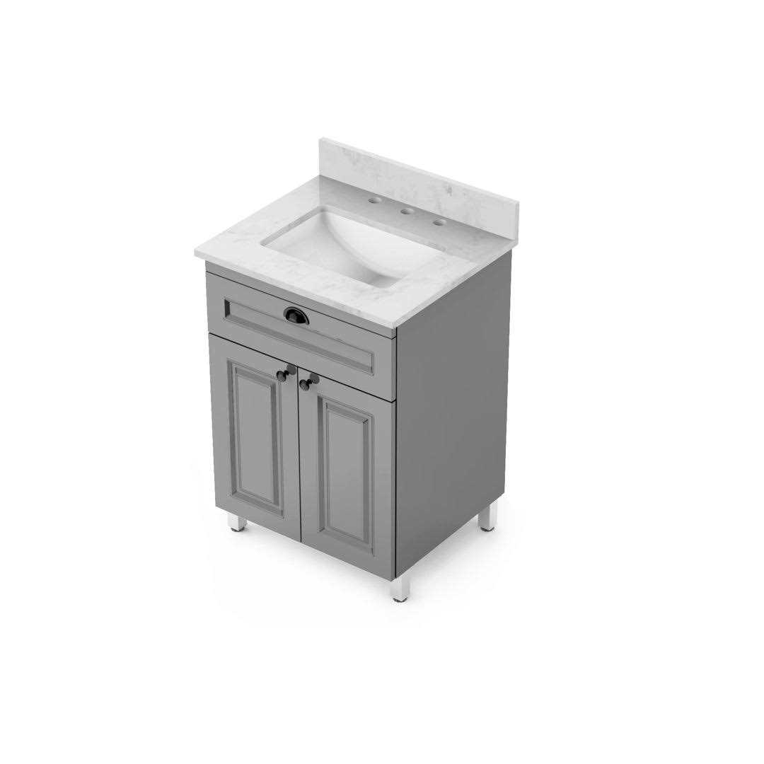 Winette 25 White Undermount Single Sink 3-Hole Bathroom Vanity Top Marble WVT - Image 3