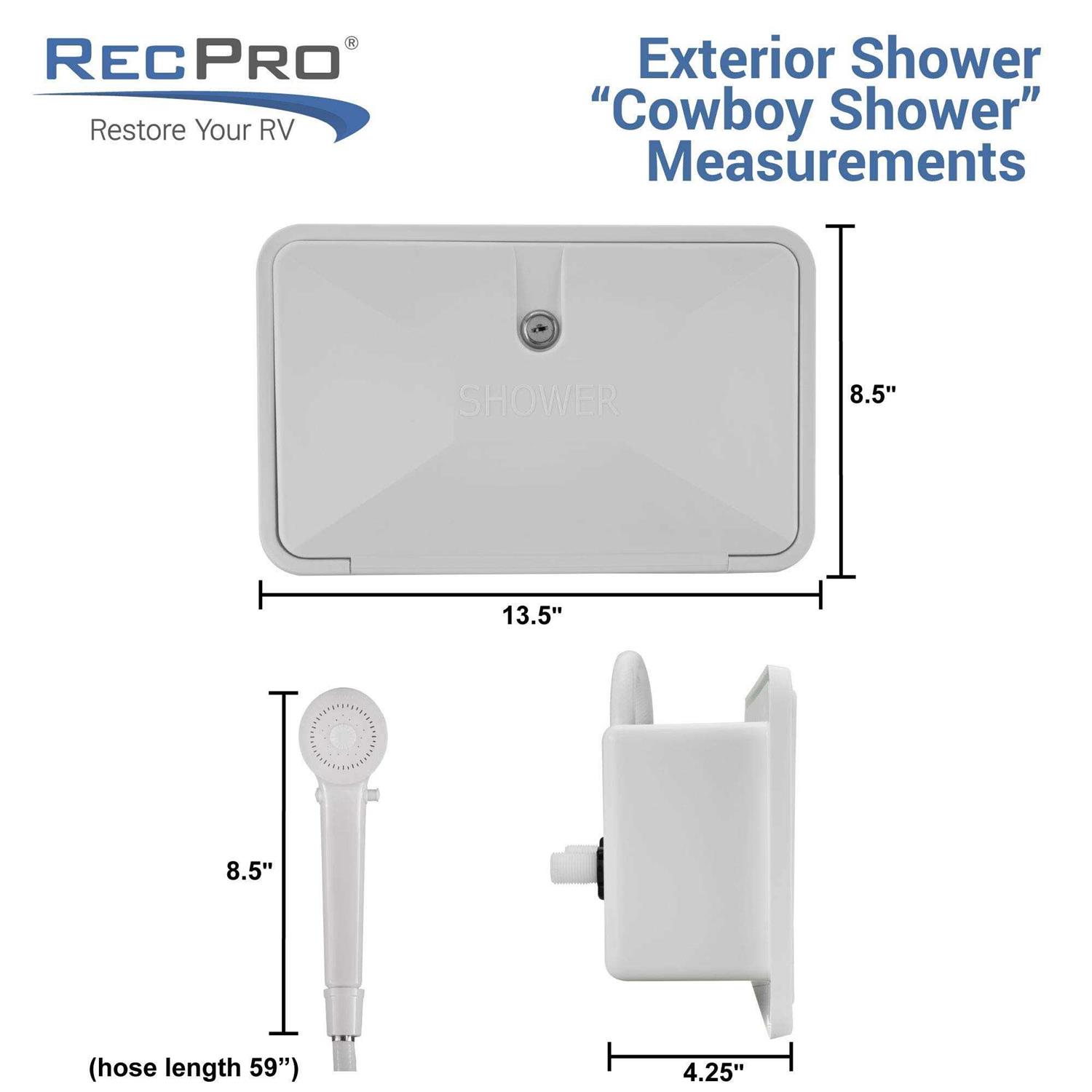 RecPro RV Exterior Shower Box Kit Faucet Hose Camper Trailer Cowboy Shower - Image 2