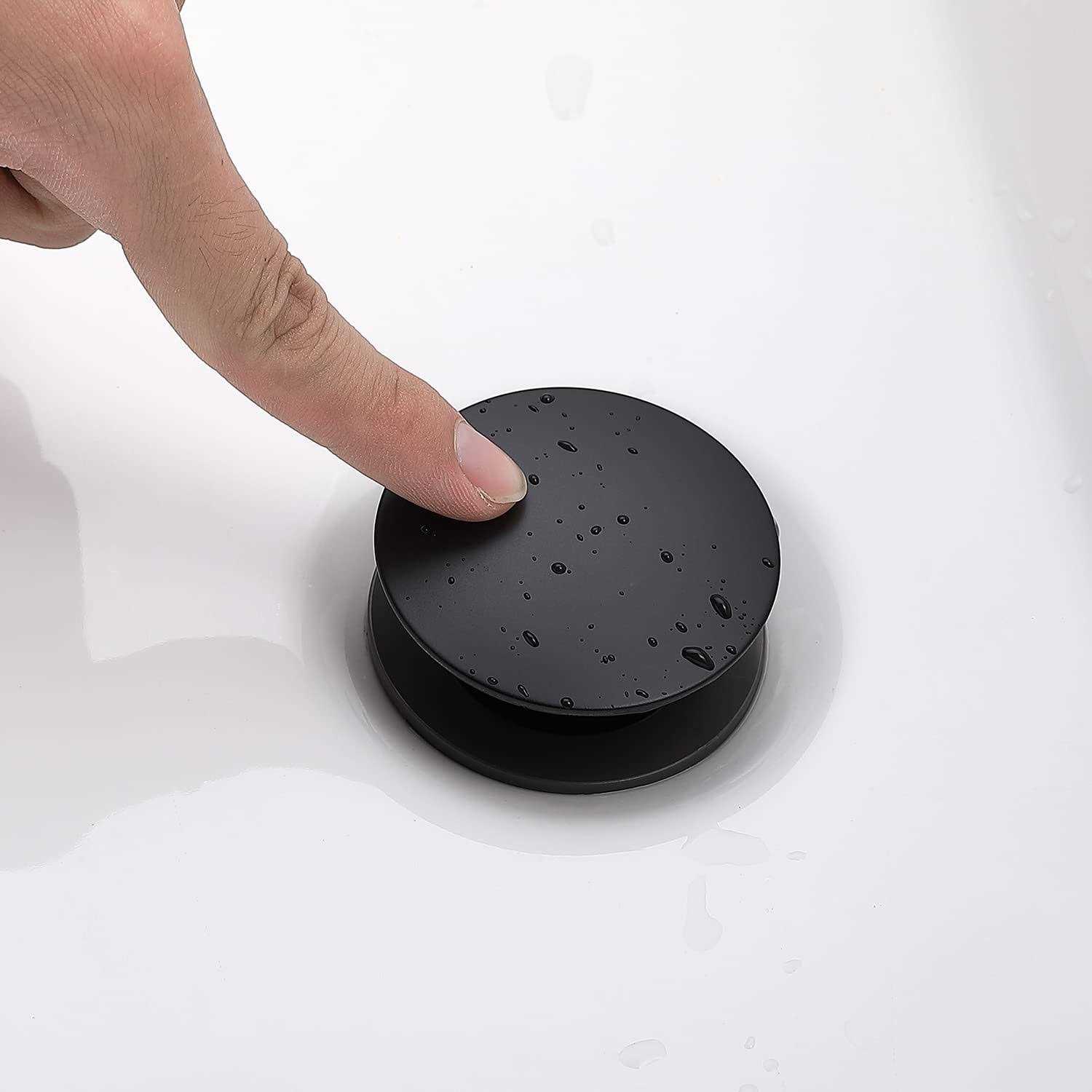 Matte Black ABS Pop Up Sink Drain with Overflow for Bathroom Vessel Sink Lavatory Vanity Bathroom Sink Drains-Easy Installation