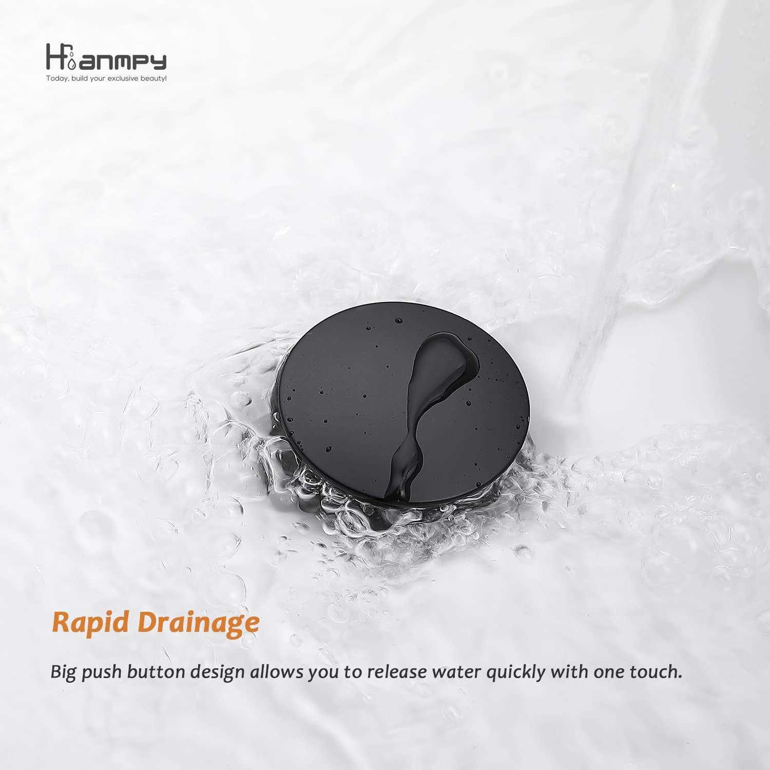 Matte Black ABS Pop Up Sink Drain with Overflow for Bathroom Vessel Sink Lavatory Vanity Bathroom Sink Drains-Easy Installation - Image 2