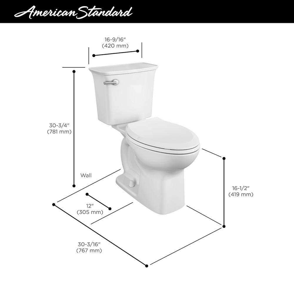 American Standard Cadet Ovation Tall Height 2-Piece 1.28 GPF High Efficiency Single Flush Elongated Toilet in White - Image 4