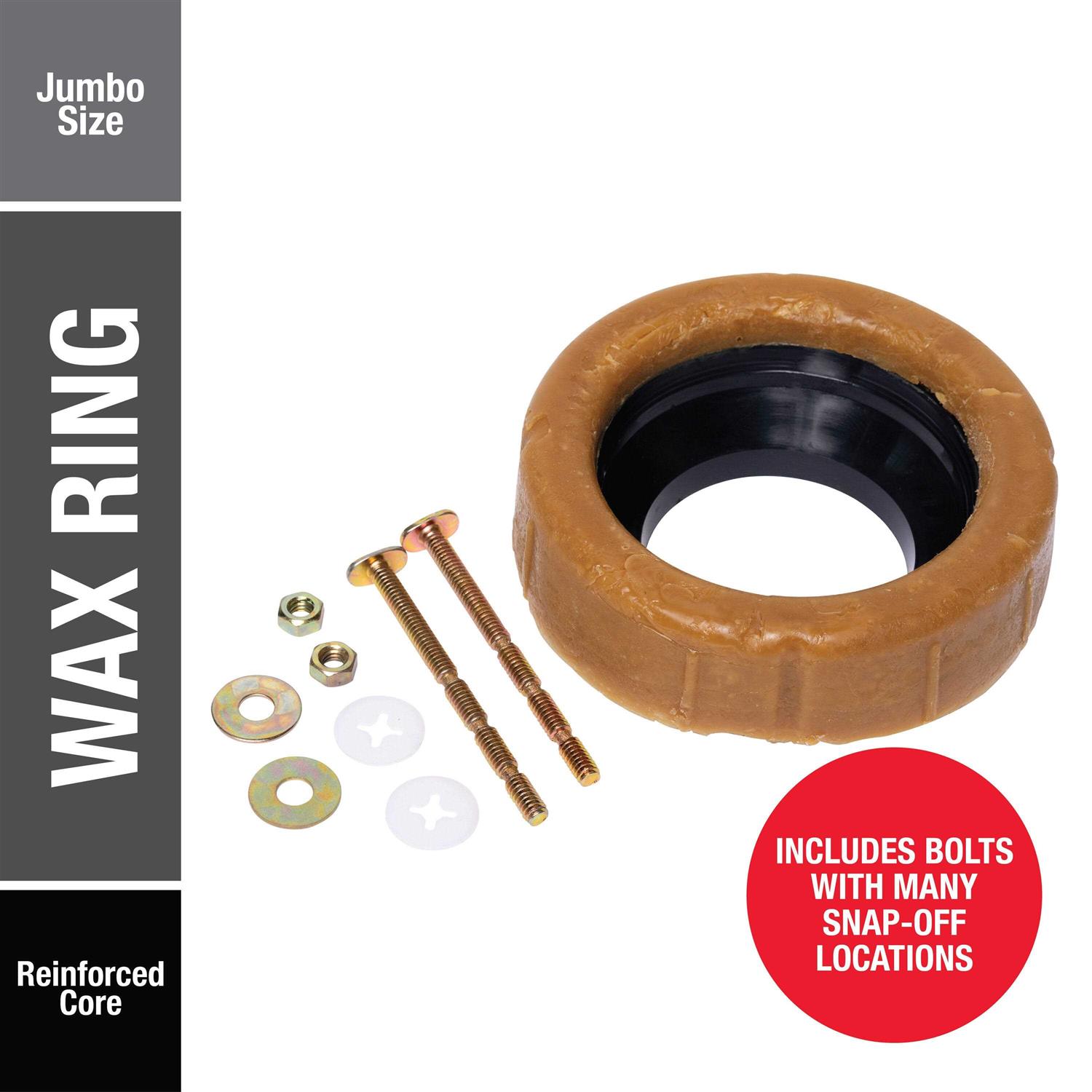 Oatey Johni-Ring 3-in Brown Wax Jumbo Toilet Wax Ring with Bolts - Image 5