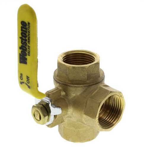 Webstone Threaded 3-Way Full Port Brass Ball Valve w/ L-Port - Image 3