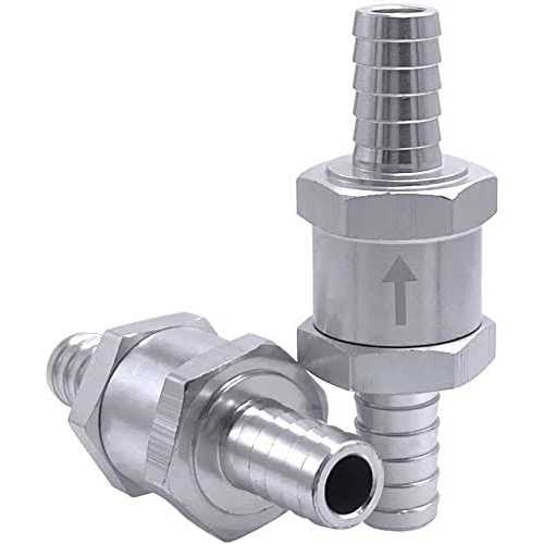 Mesee 2-Pack 3/8 10mm Fuel Non Return One Way Check Valve for Fuel Line Oil Petrol Diesel Water Aluminium Silve
