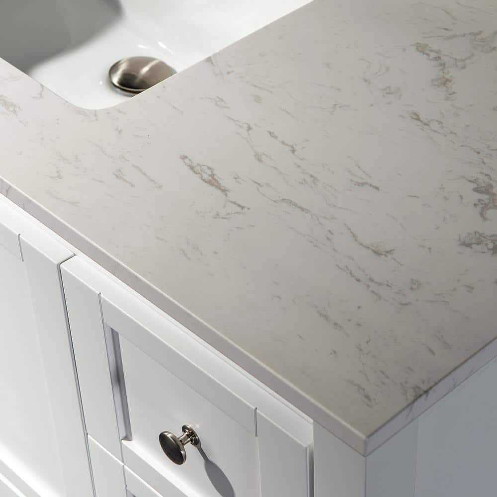 WOODBRIDGE 43 in. W X 22 in. D Engineered Stone Vanity Top in Carrara White with Single White Sink - Image 3