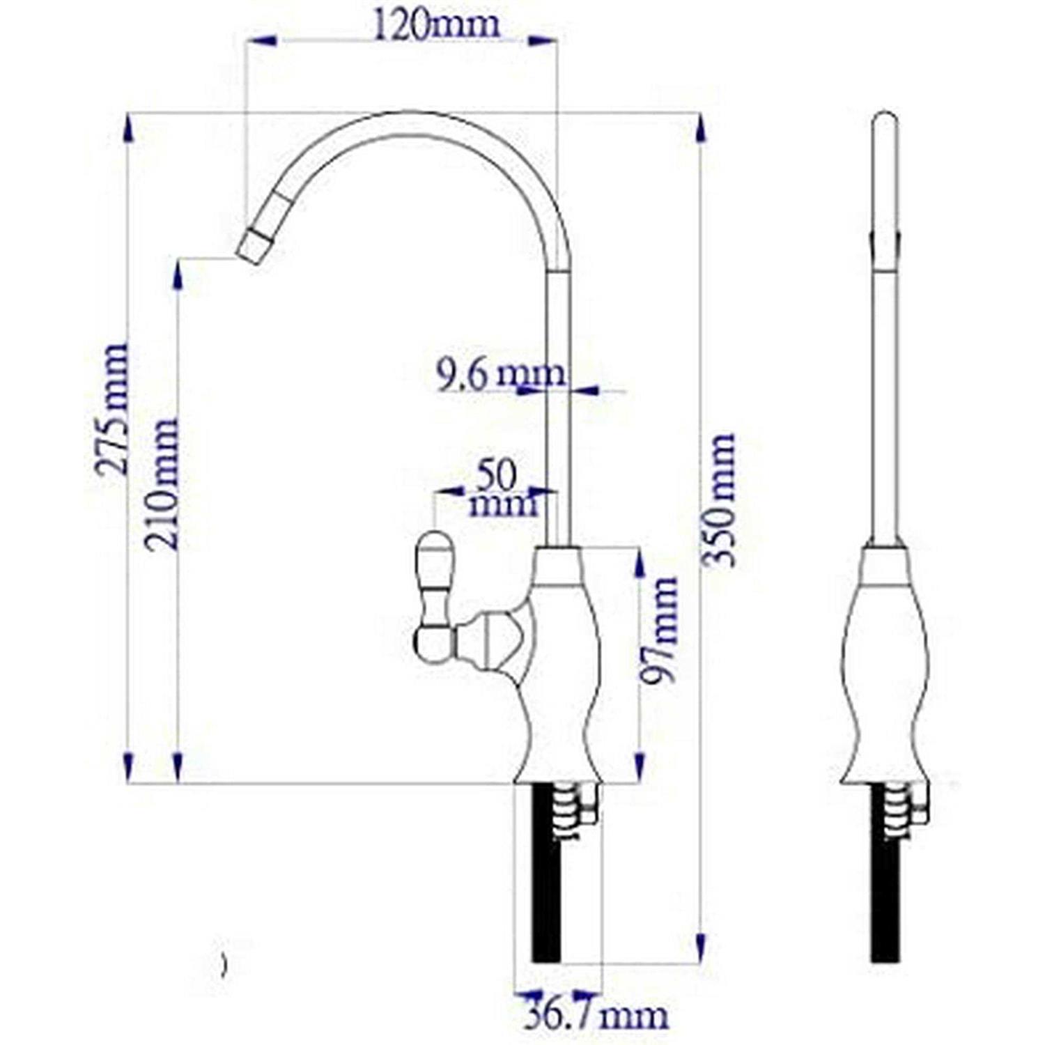 Water Filter Tec Air Gap 3 Line Water Filtration Reverse Osmosis Faucet Lead-Free - Image 4