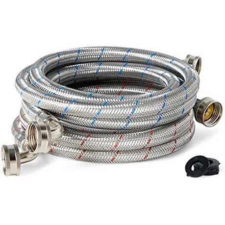 2 Pack Universal Washing Machine Hoses with 90 Degree Elbow Connection, Stainless Steel Rust and Burst Protection - Image 3