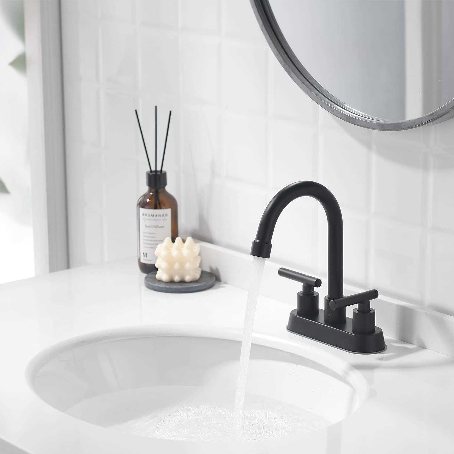 Yardmonet Black Bathroom Faucets 2 Handle Bathroom Sink Faucet - Image 3