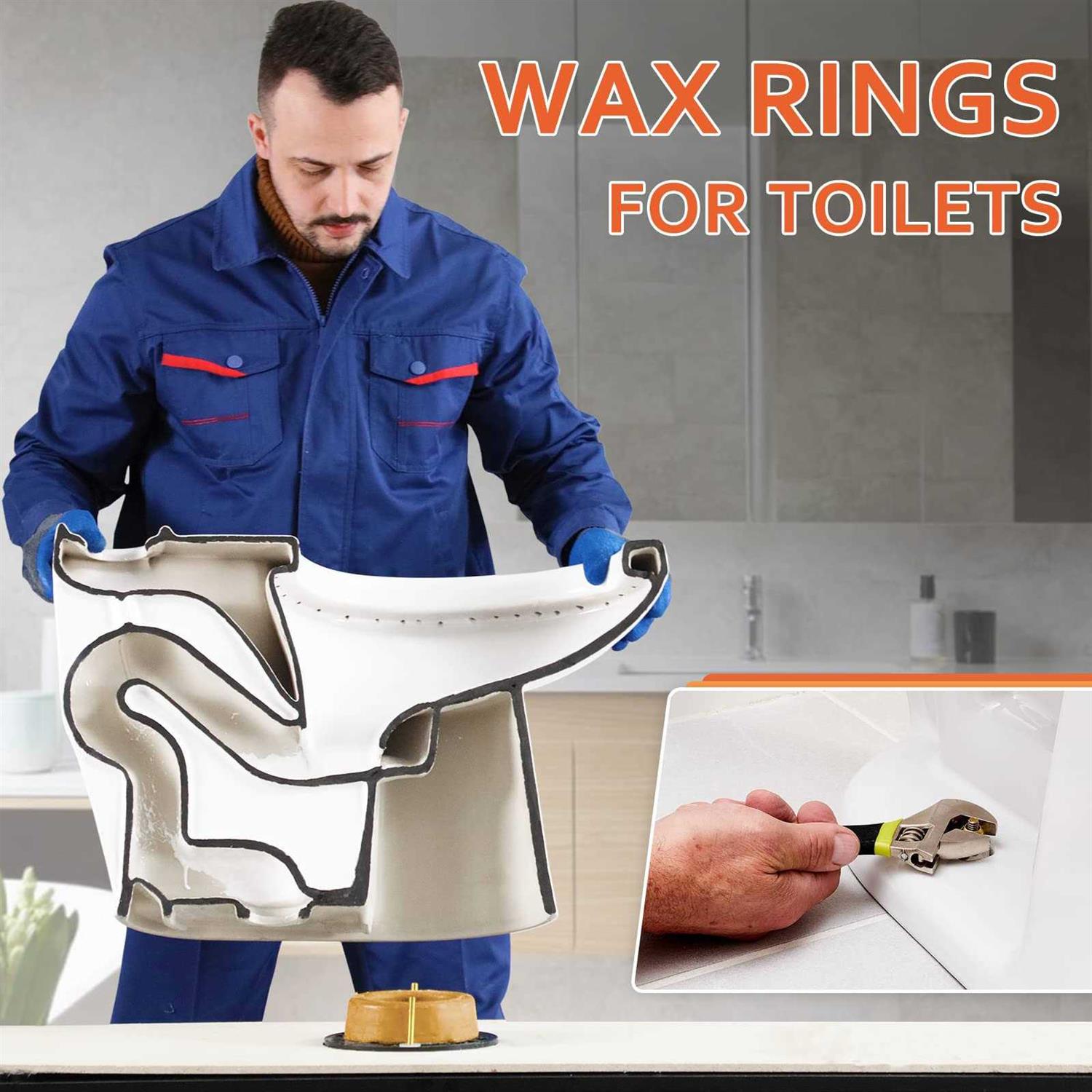 Extra Thick Toilet Wax Ring Kit with Flange and Bolts for Floor Outlet Toilets New Install or Re-seat, Fits 3-inch or 4-inch Waste Lines - Image 5