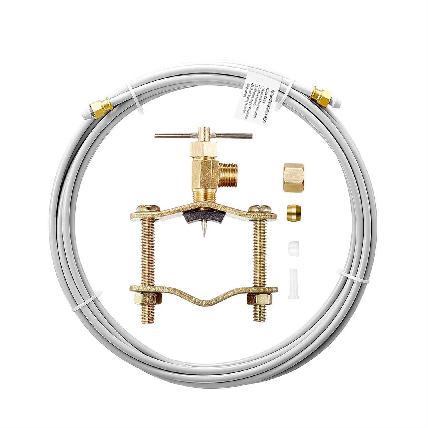 PEX Refrigerator Water Line Kit 25FT Ice Maker Tubing with Self Piercing Saddle Valve,Flexible Hose with 1/4 Compression Fittings for Potable