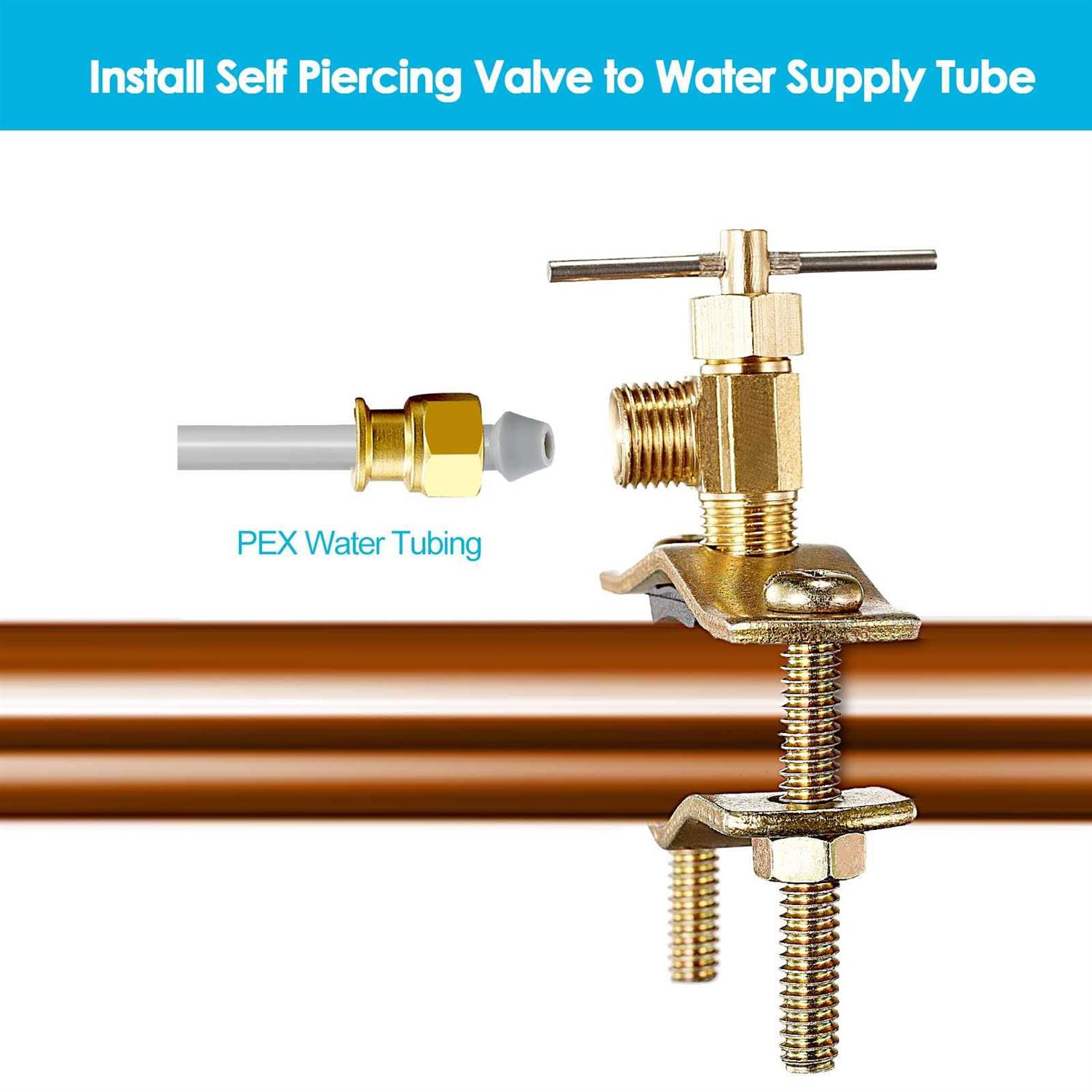 PEX Refrigerator Water Line Kit 25FT Ice Maker Tubing with Self Piercing Saddle Valve,Flexible Hose with 1/4 Compression Fittings for Potable - Image 2