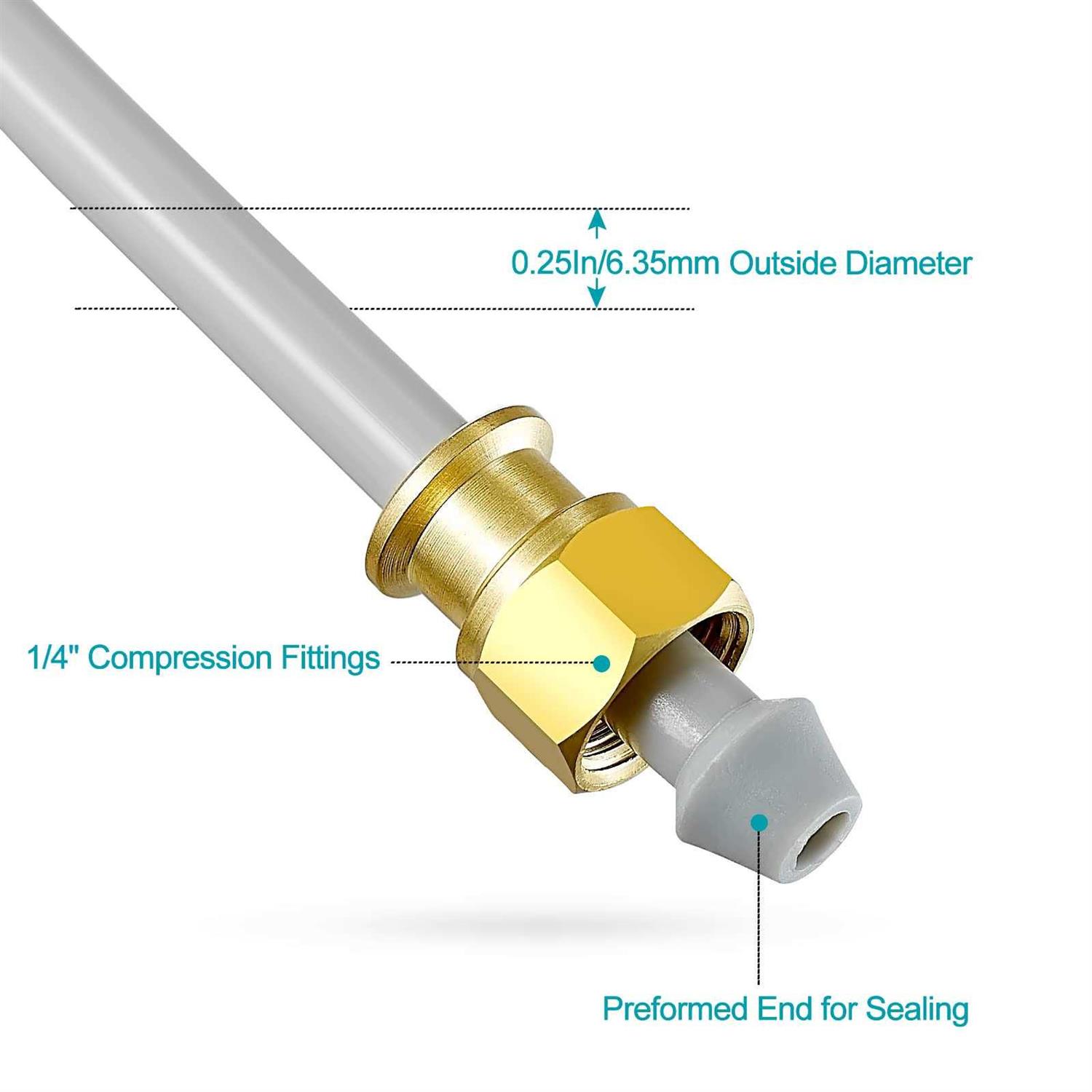 PEX Refrigerator Water Line Kit 25FT Ice Maker Tubing with Self Piercing Saddle Valve,Flexible Hose with 1/4 Compression Fittings for Potable - Image 5