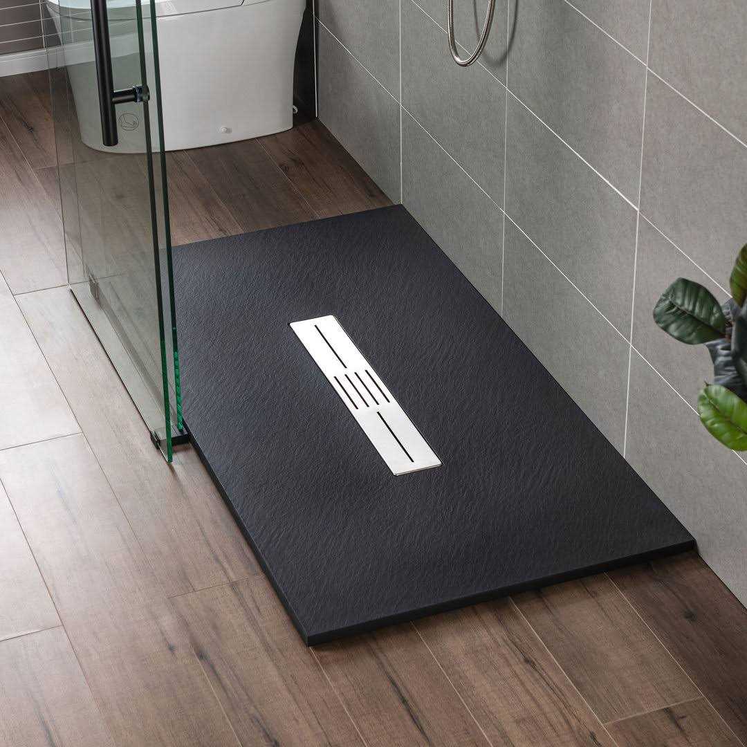 WoodBridge 60 in. L x 36 in. W Alcove Zero Threshold Shower Pan Base with Center Drain SCS-BL-6036 - Image 3