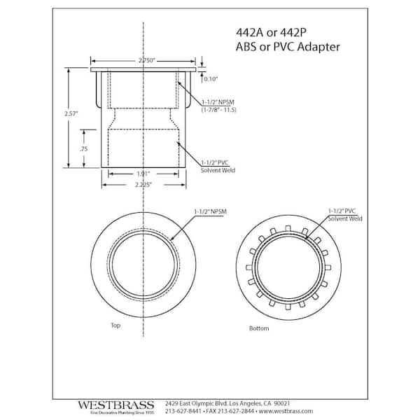 Westbrass 442A 1.5 in. Schedule 40 Straight Adapter in ABS - Image 5