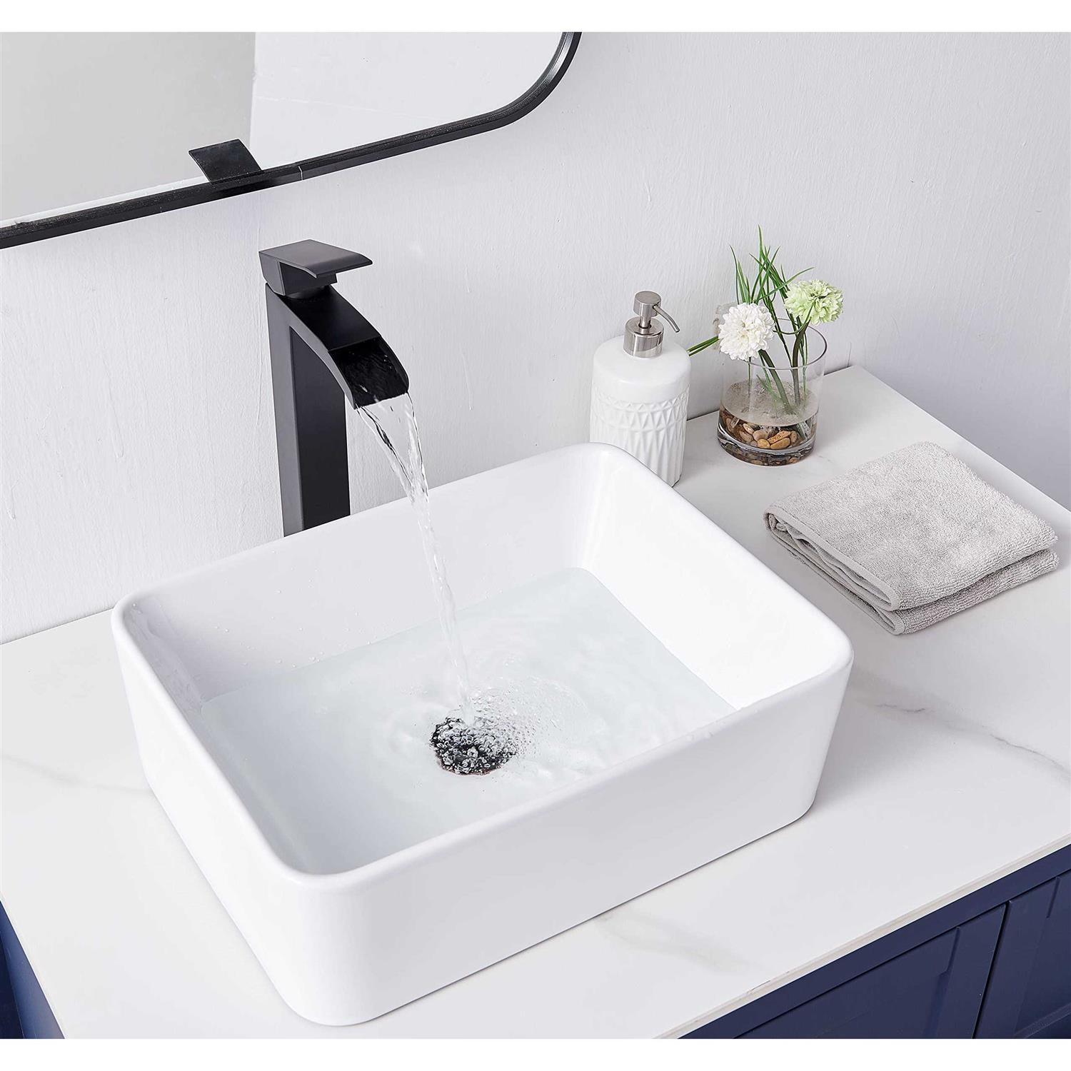 Vccucine Rectangular Vessel Sink 16X12 Small Bowl Bathroom Vessel Sink - Image 3