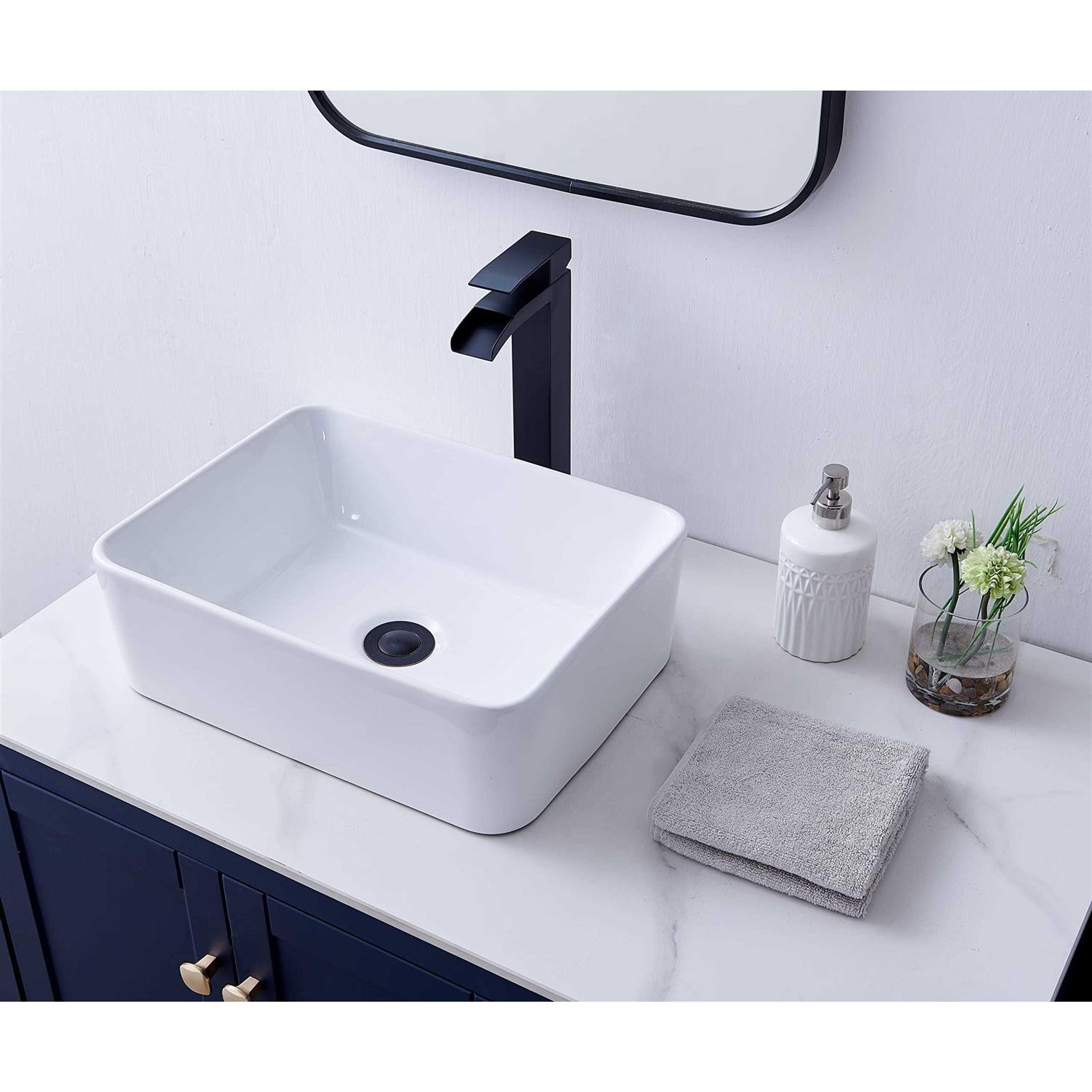 Vccucine Rectangular Vessel Sink 16X12 Small Bowl Bathroom Vessel Sink - Image 4