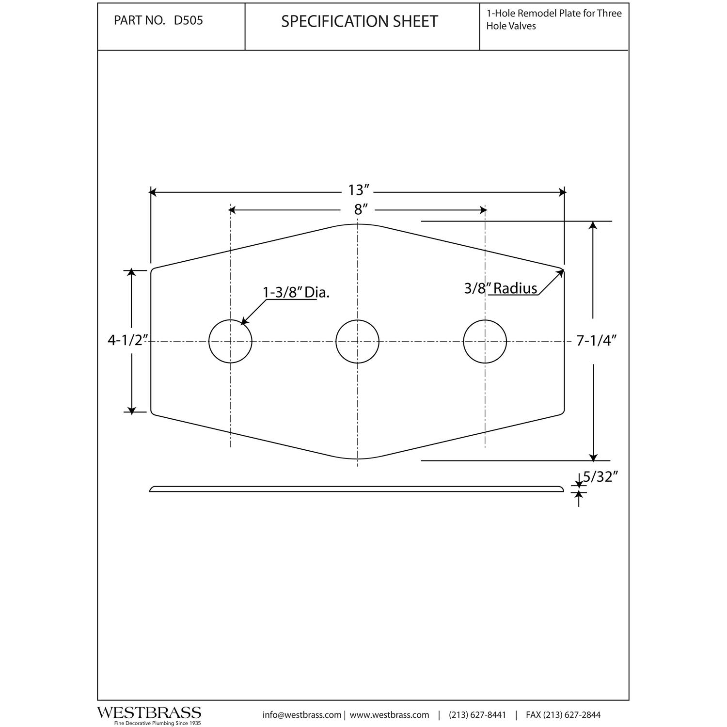 Westbrass Three-Hole Remodel Plate D505 - Image 4
