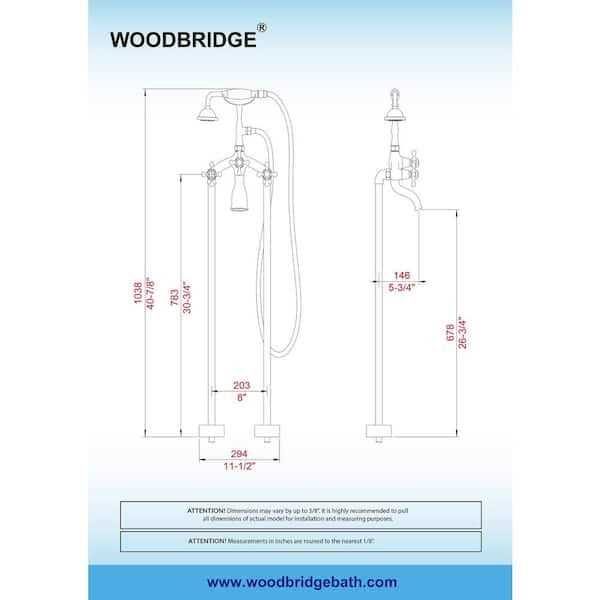WOODBRIDGE Wayne 2-Handle Claw Foot Freestanding Tub Faucet with Hand Shower Included - Image 3