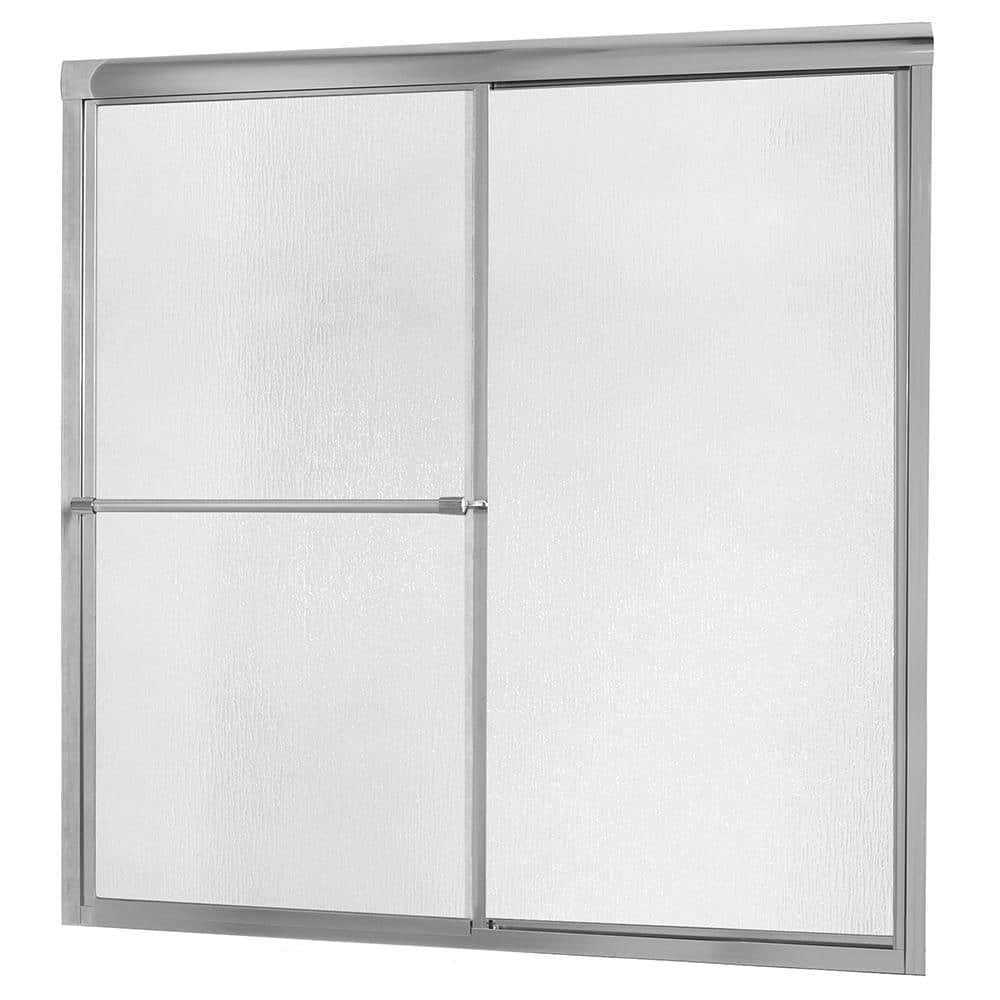 Foremost Tides Collection TDST6058-RN-SV 60 x 58 Rain Glass Framed Sliding Tub Door in Silver - Image 3