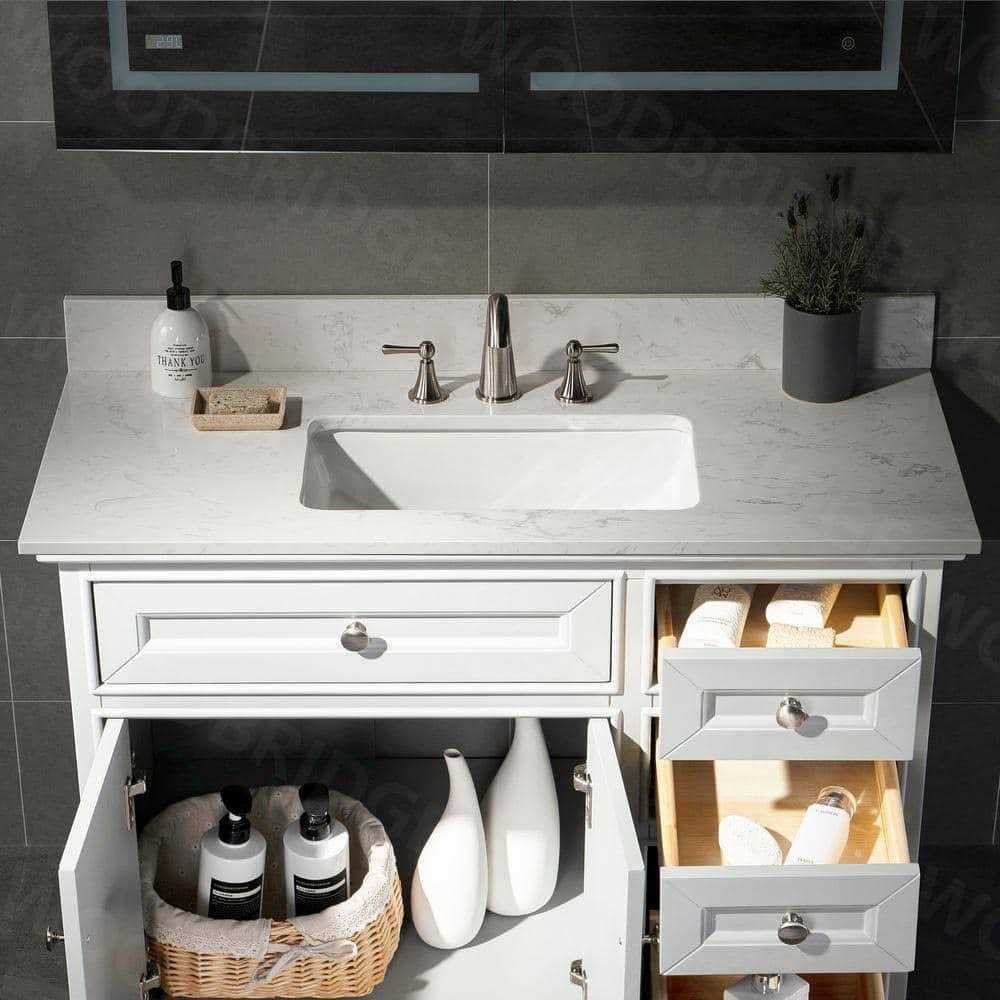 WOODBRIDGE 37 in. W x 22 in. D Engineered Stone Vanity Top in Carrara White with White Single Sink - Image 4