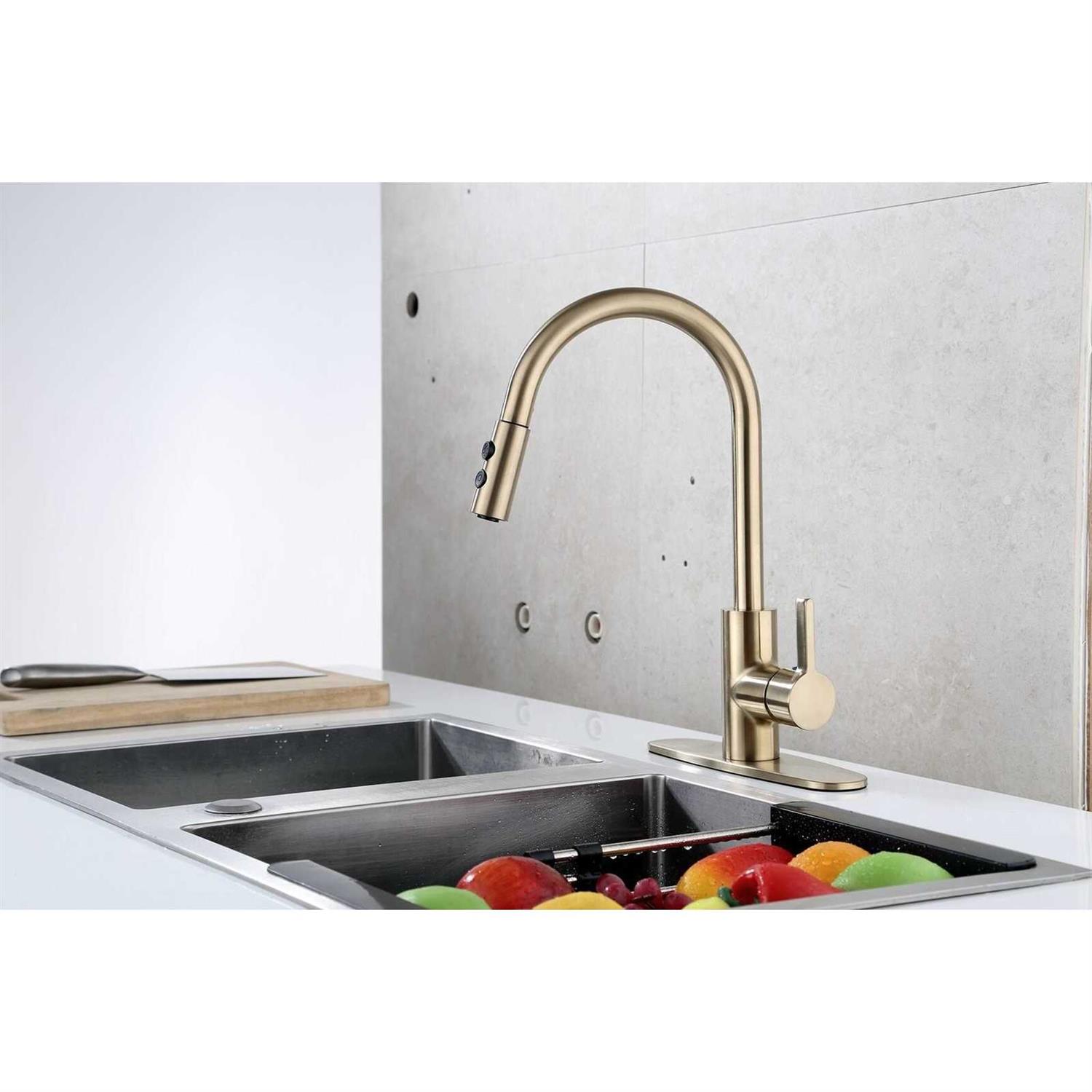 Runfine Single-Handle Pull-Down Sprayer Standard Kitchen Faucet with Spray Options RF426007 - Image 5