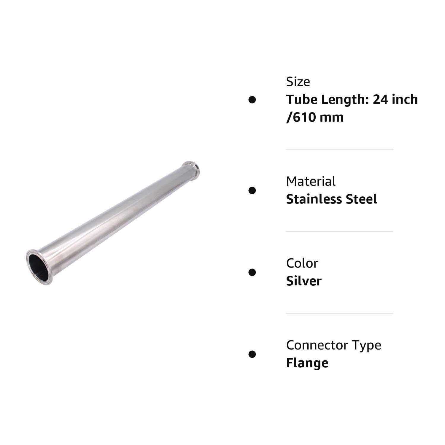 DERNORD Sanitary Spool Tube with Clamp Ends,Stainless Steel 304 Seamless Round Tubing with 1.5 inch Tri Clamp 50.5MM Ferrule Flange - Image 2
