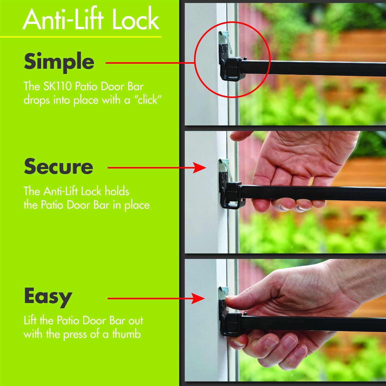 Ideal Security Patio Door Security Bar with Anti-lift Lock - Image 3