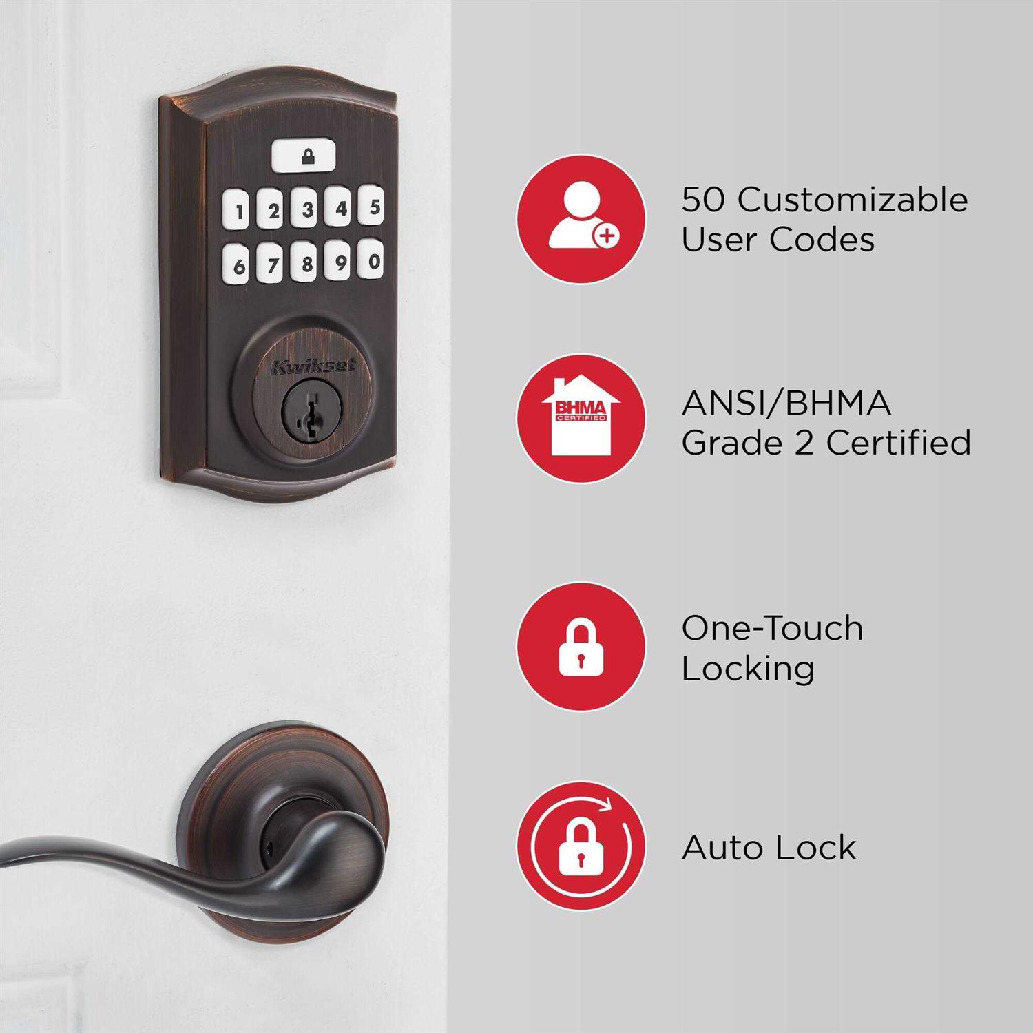Kwikset 270 SmartCode Touchpad Traditional Electronic Deadbolt Venetian Bronze - Image 4
