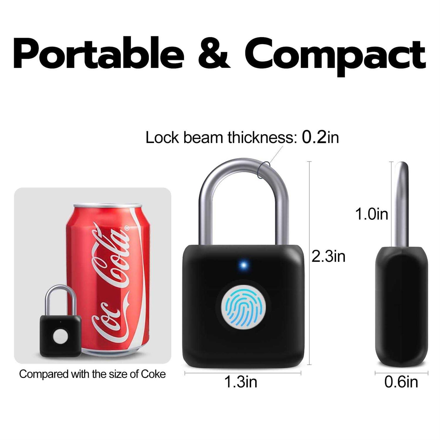 Pothunder Fingerprint Padlock Smart Padlock Locker Lock Biometric Metal Keyless - Image 4