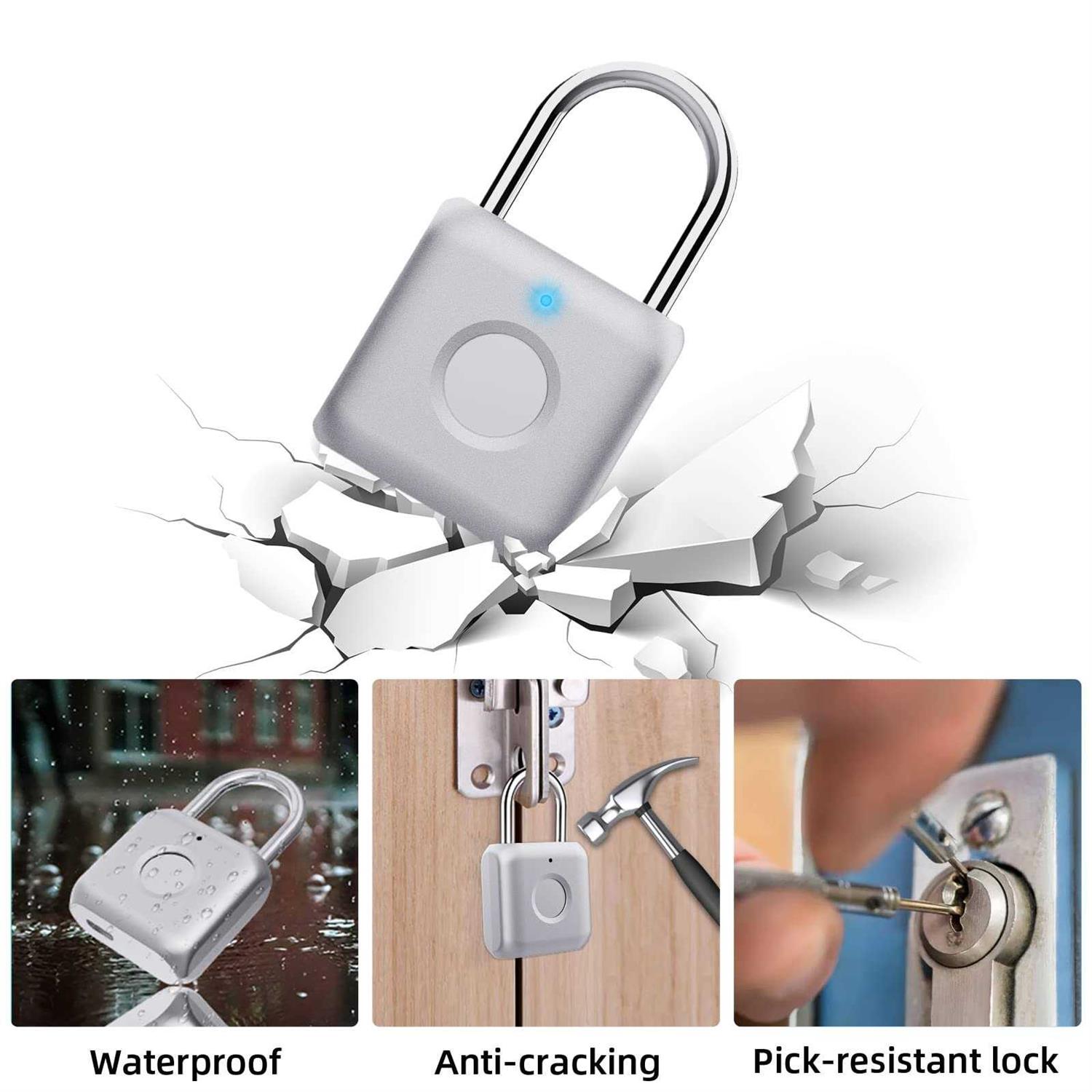 Pothunder Fingerprint Padlock Smart Padlock Locker Lock Biometric Metal Keyless - Image 4