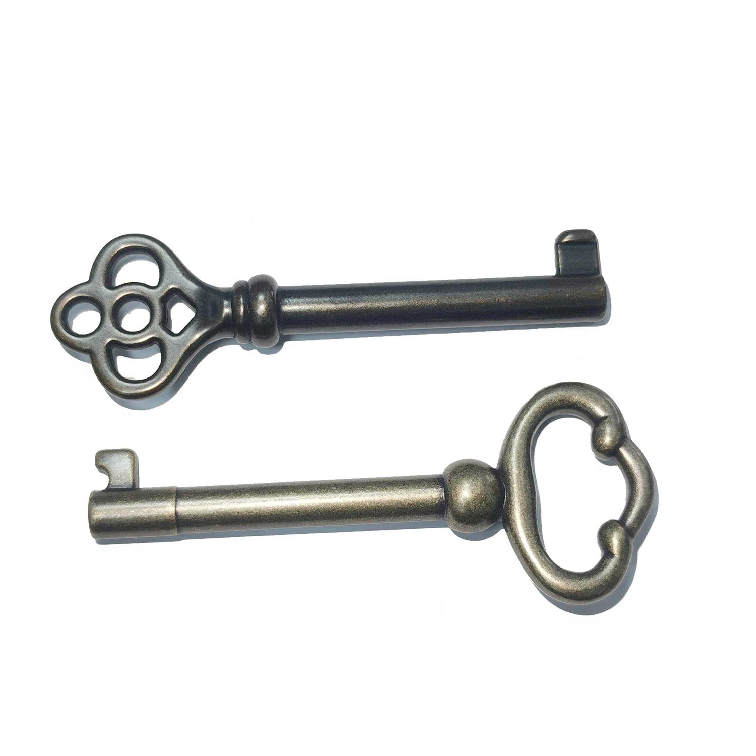Generic Skeleton Key KY-2AB and KY-3AB Antique Brass Plated Hollow Barrel Old Keys for Cabinets - Image 5
